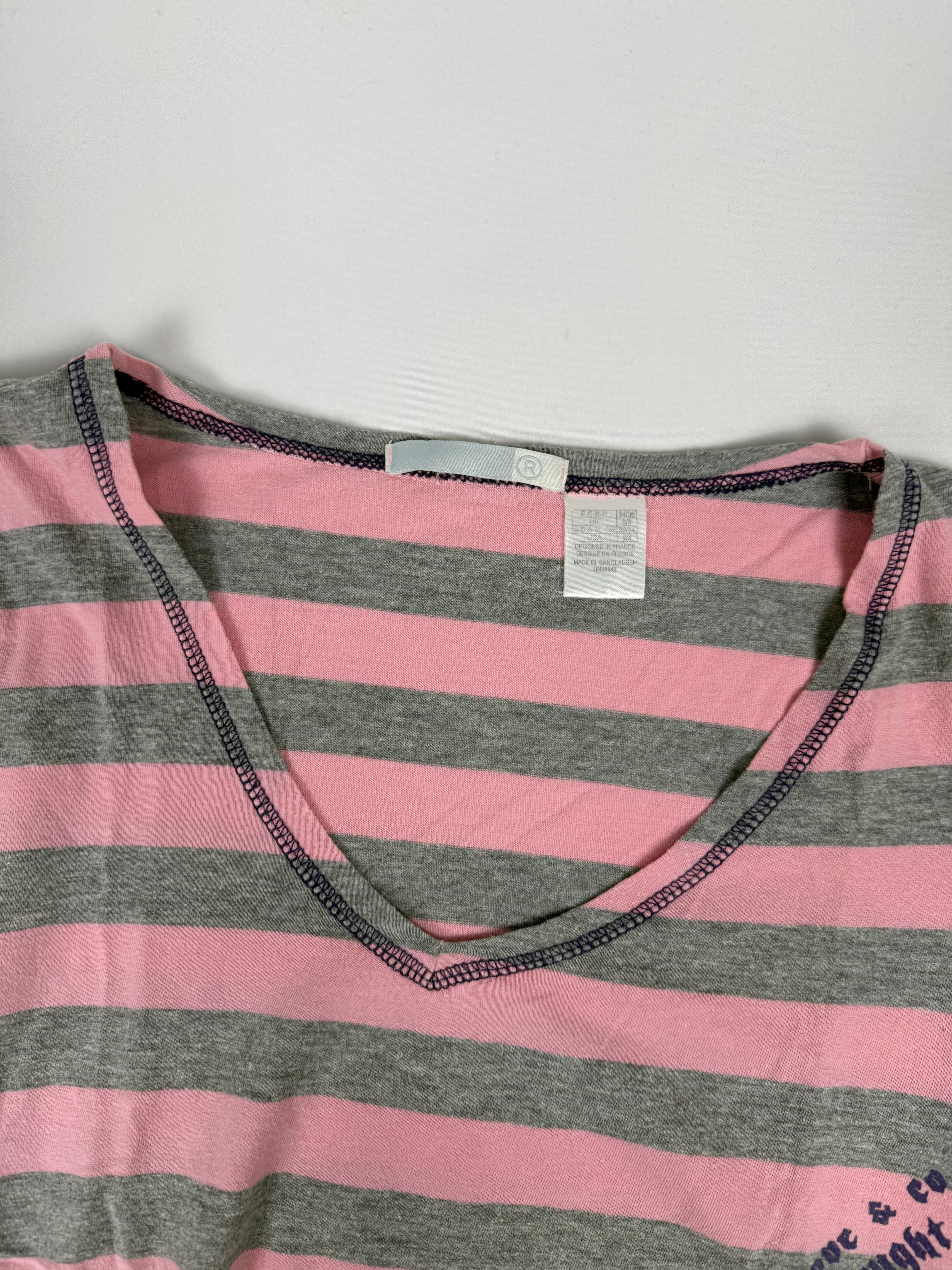 Baby pink striped cotton tee (S)