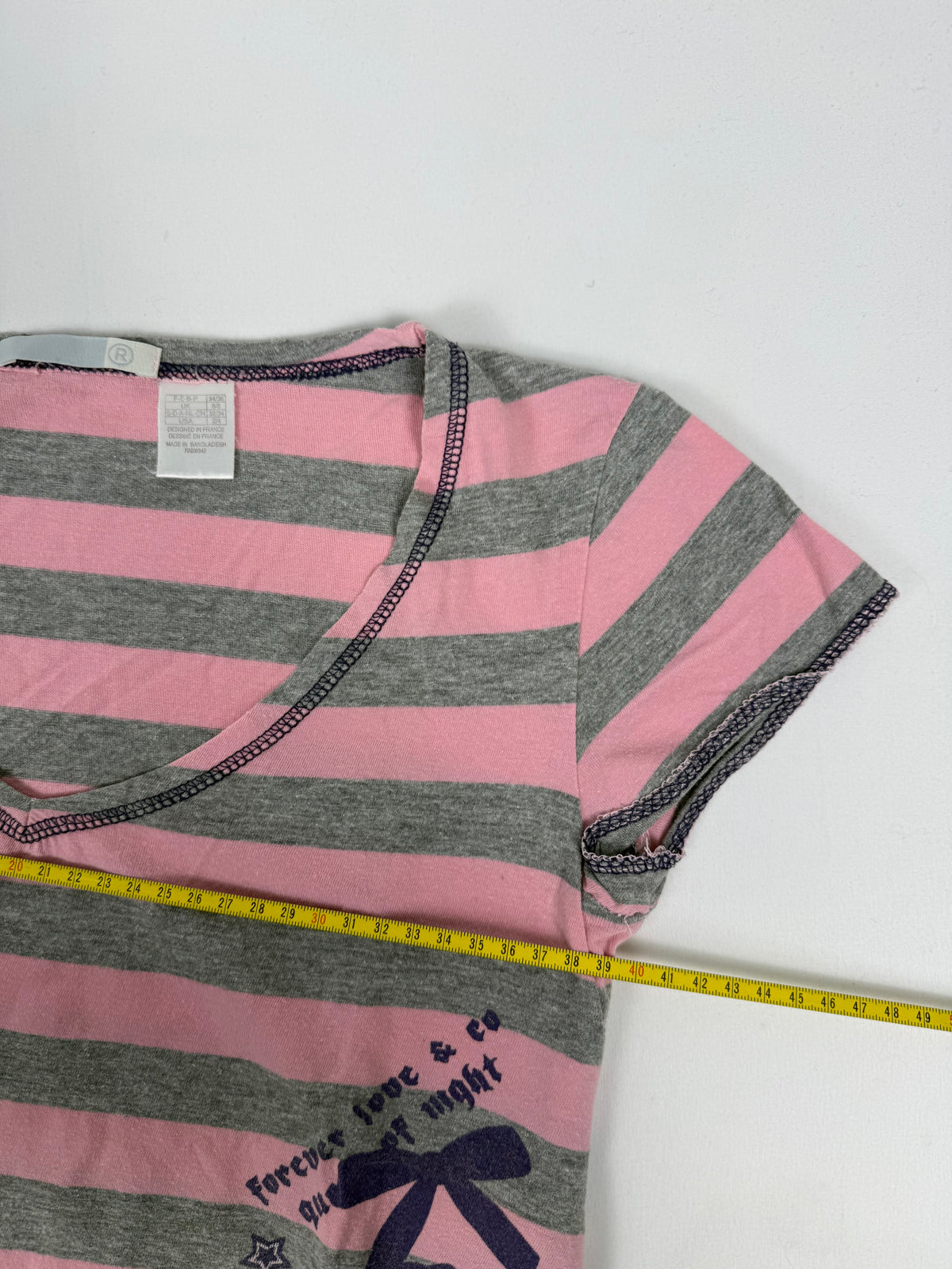 Baby pink striped cotton tee (S)