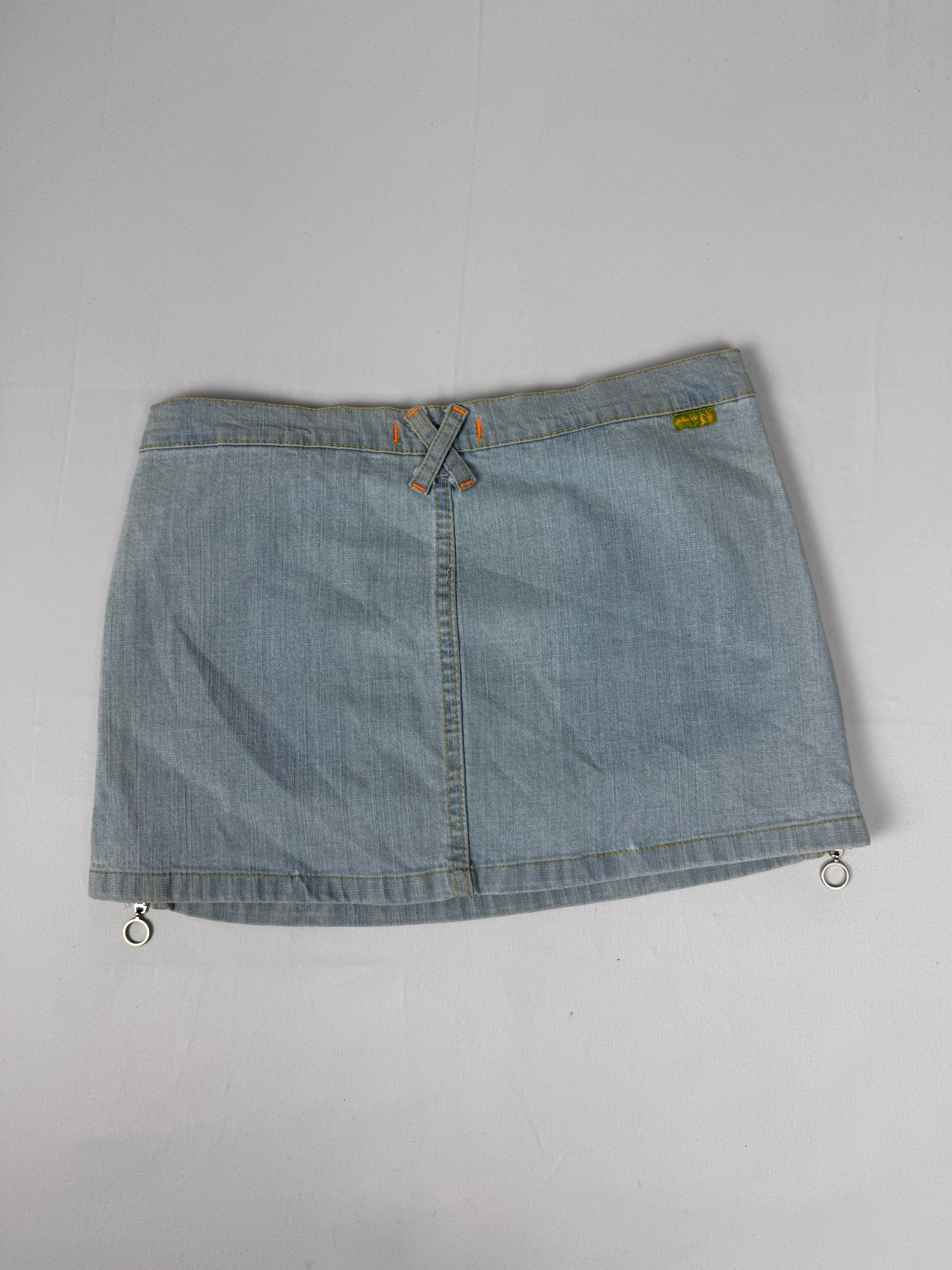 Blue denim low rise mini skirt (S/M)
