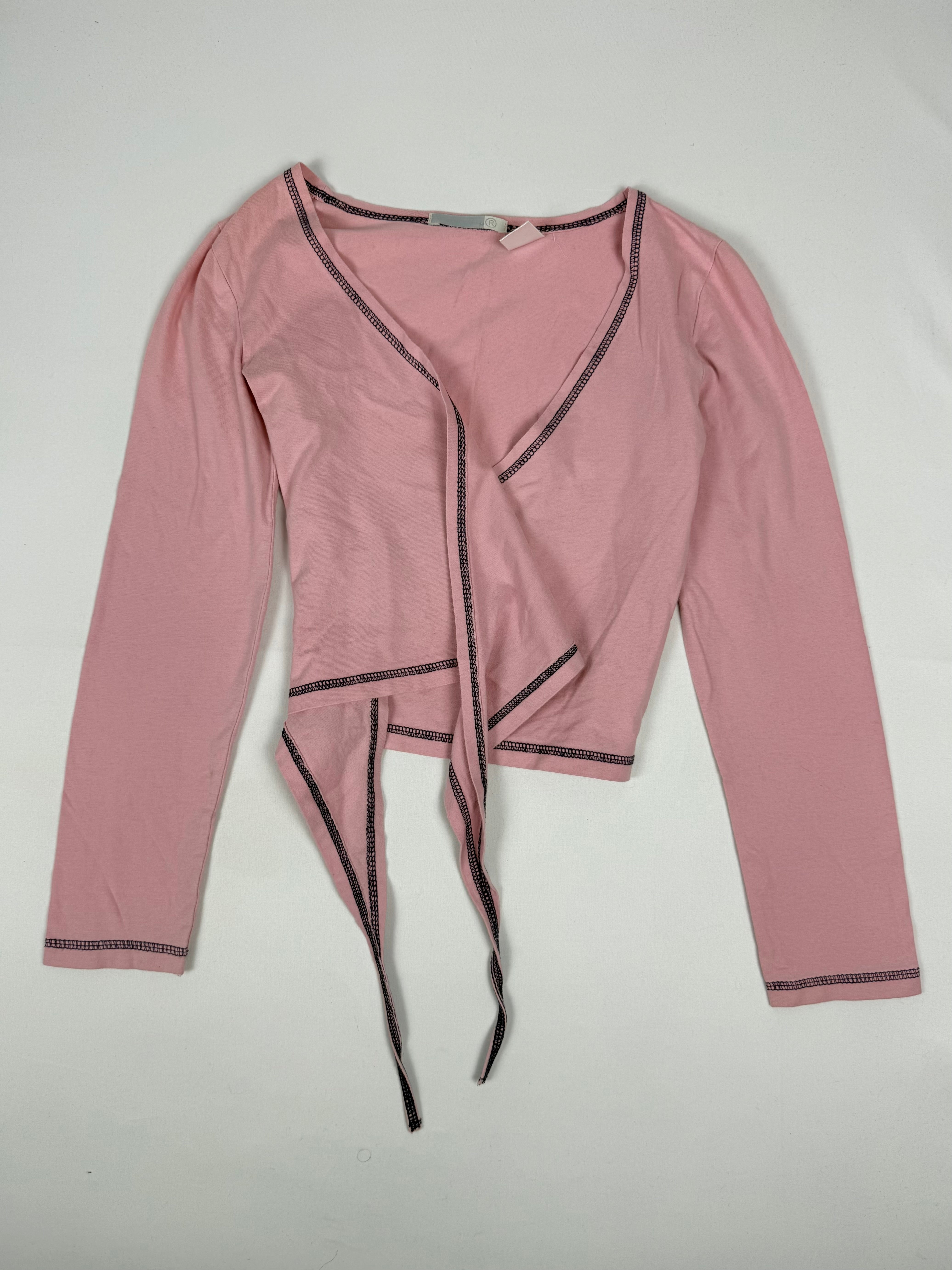 Baby pink tie up bolero top (S)