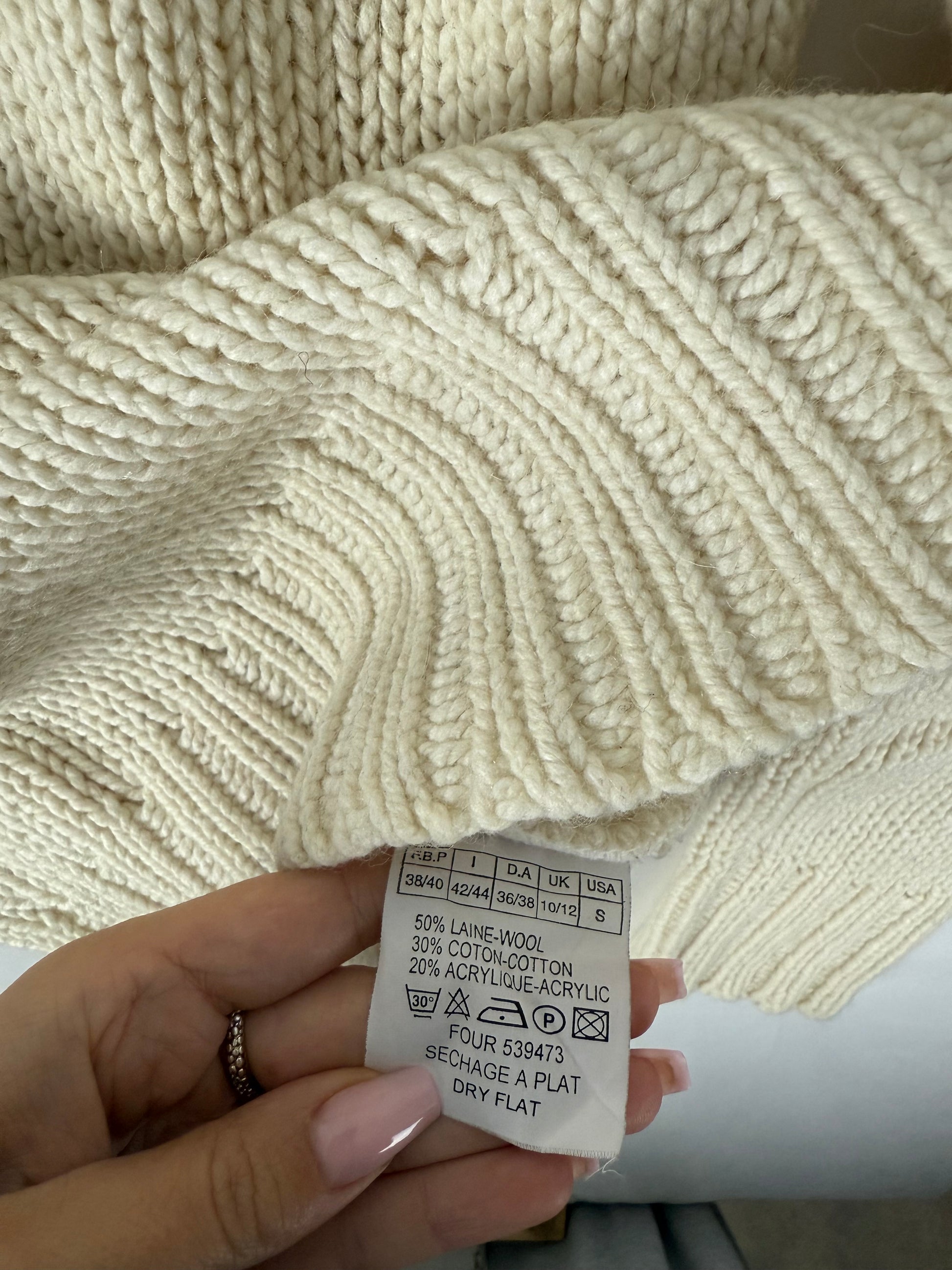 Cream wool & cotton turtleneck jumper (M/L)