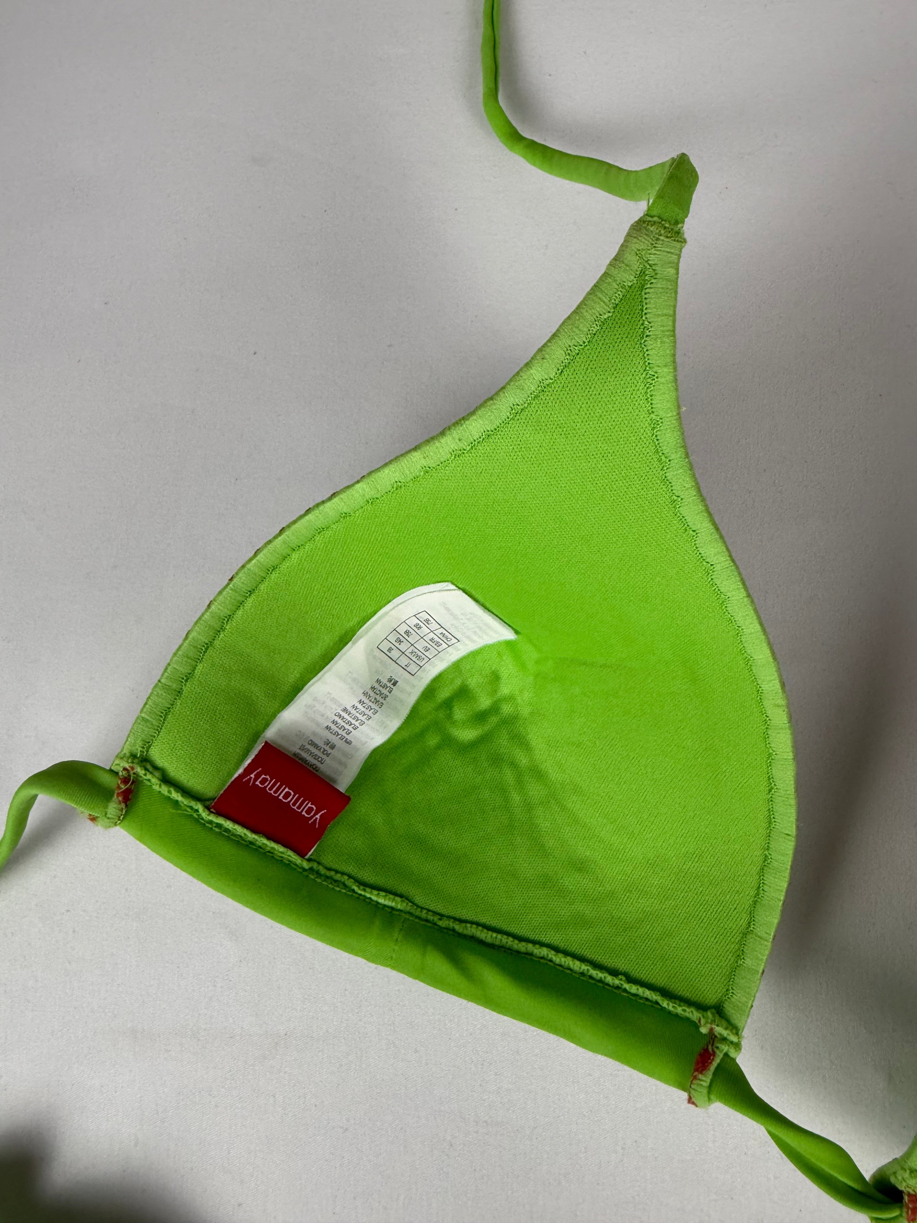 Green embroidered low rise bikini set (M)