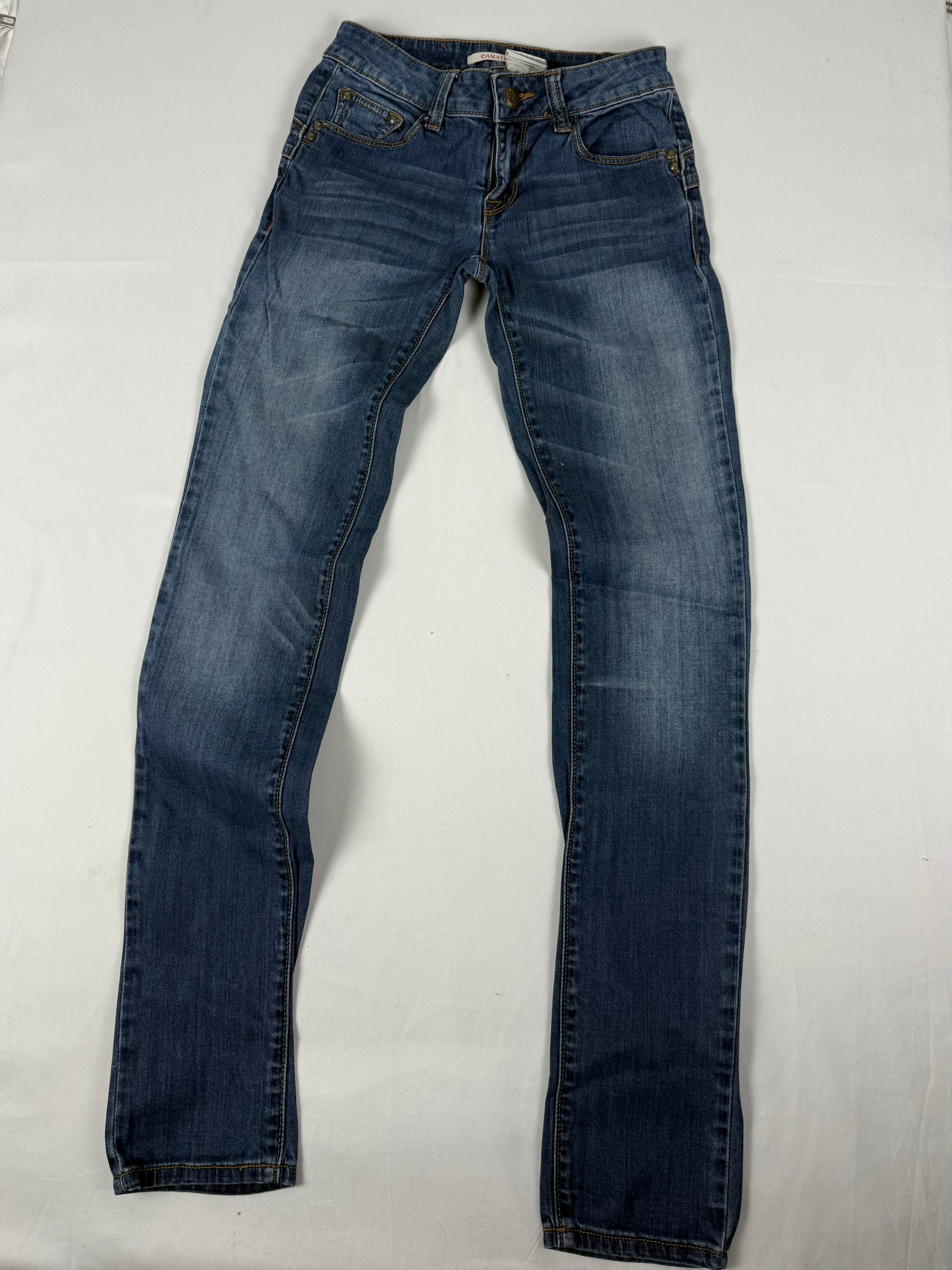 Blue denim low rise skinny pants (XS)
