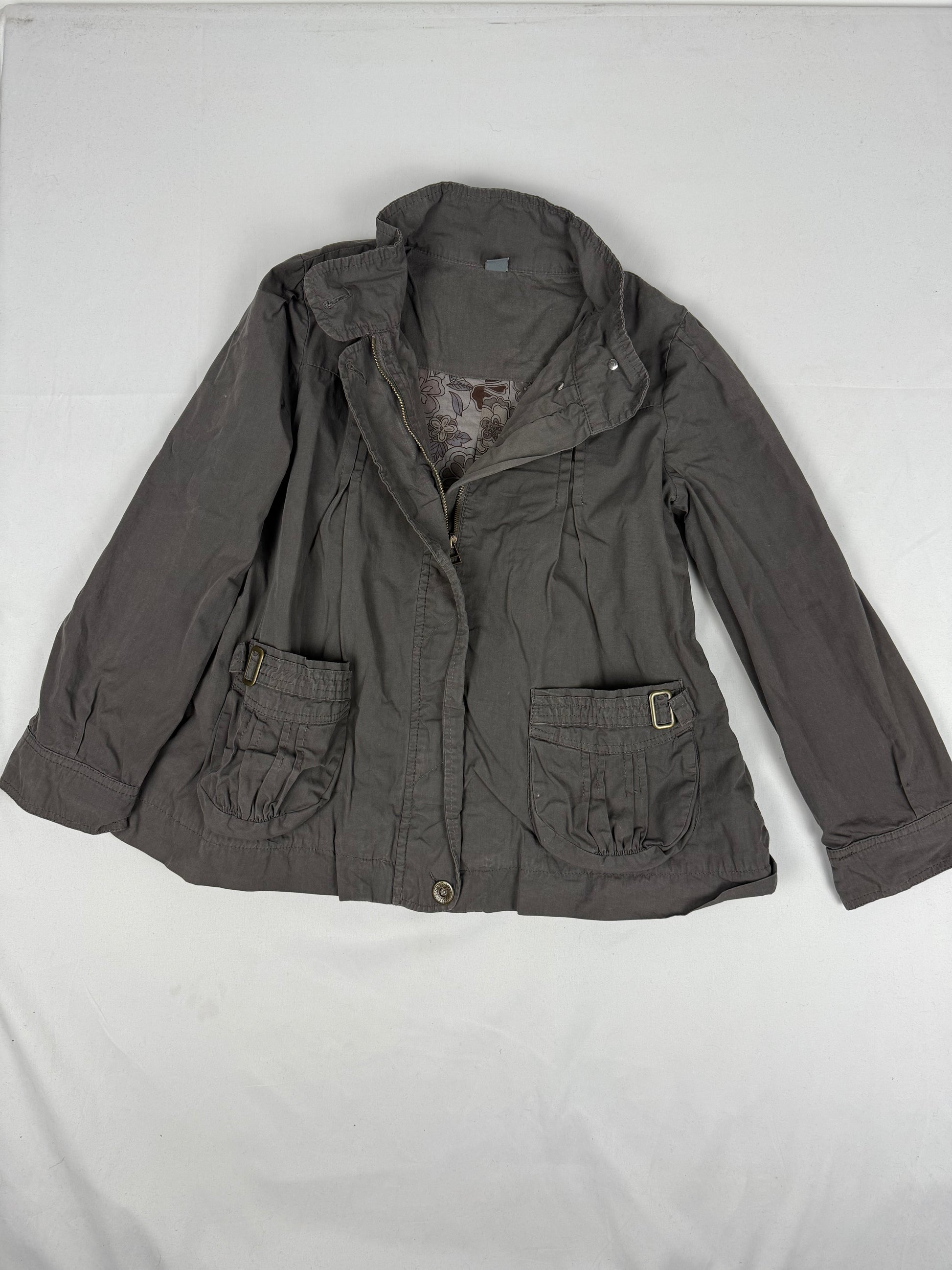 Grey 100% cotton trench jacket (M)
