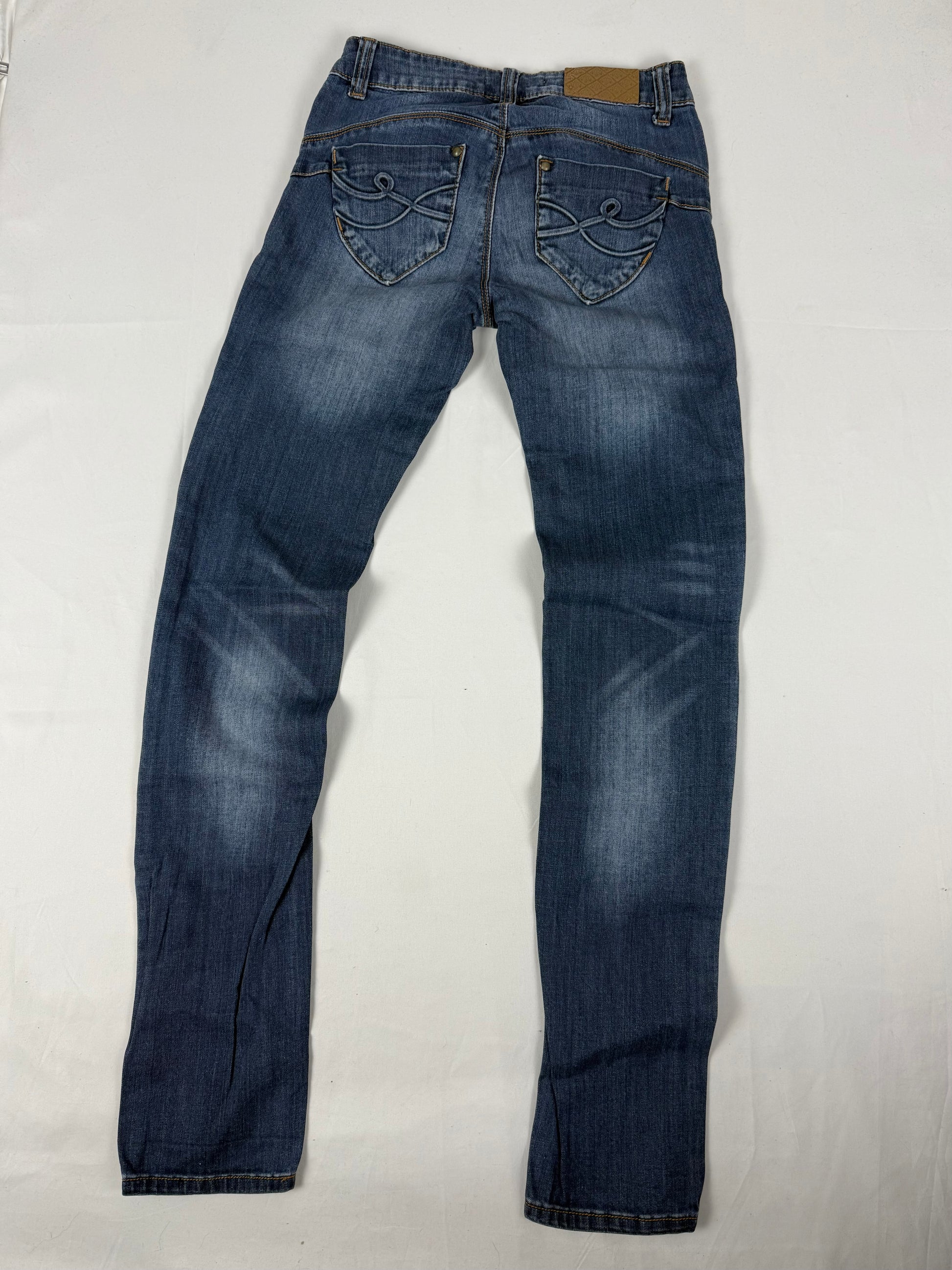 Blue denim low rise skinny pants (XS)