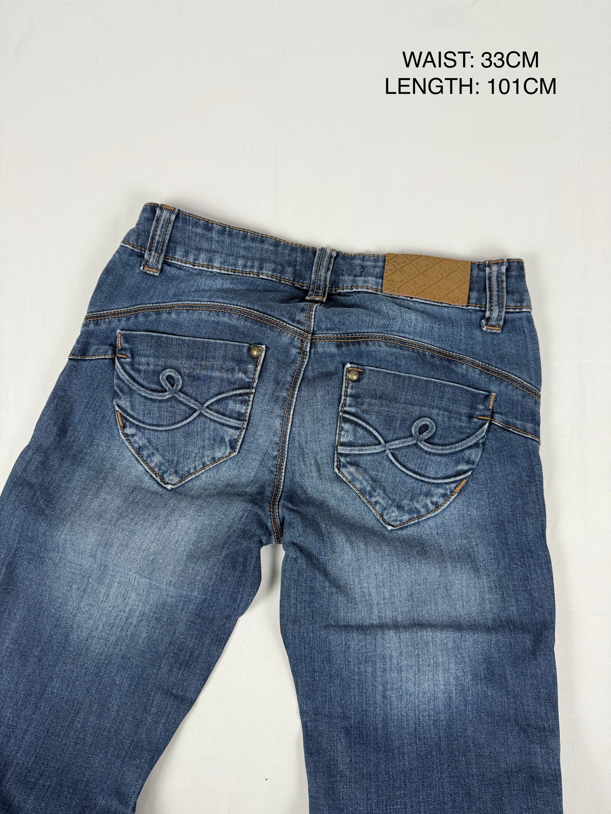 Blue denim low rise skinny pants (XS)