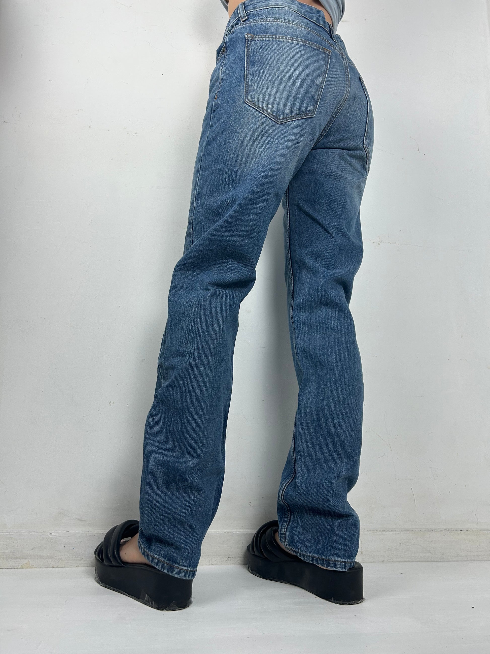 Blue denim low waist baggy pants (M)
