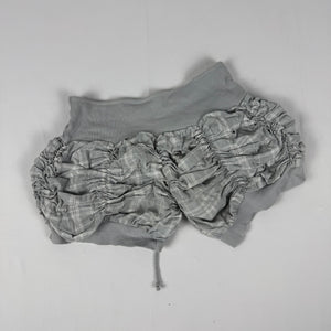 Grey check print ruched low rise cotton mini short (XS)