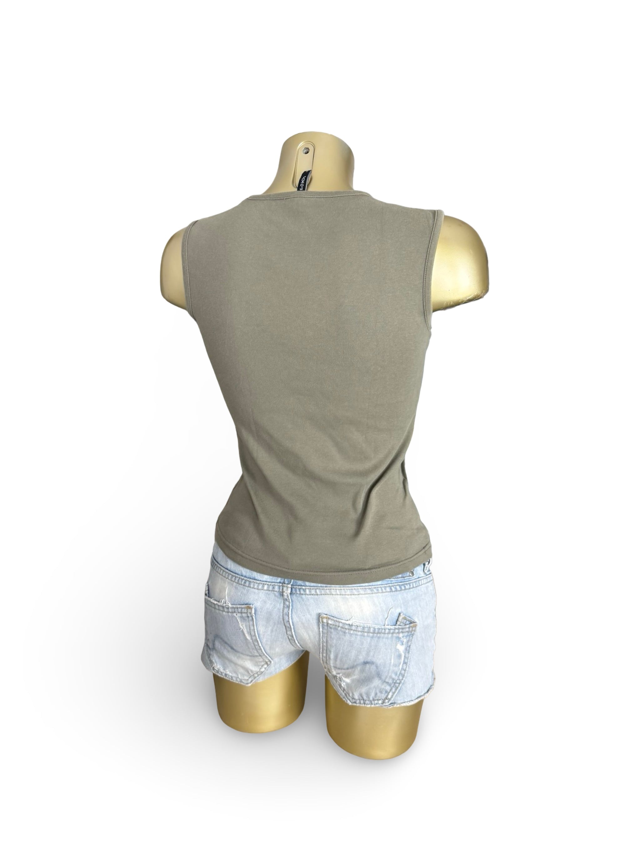 Khaki hibiscus tank top (S)