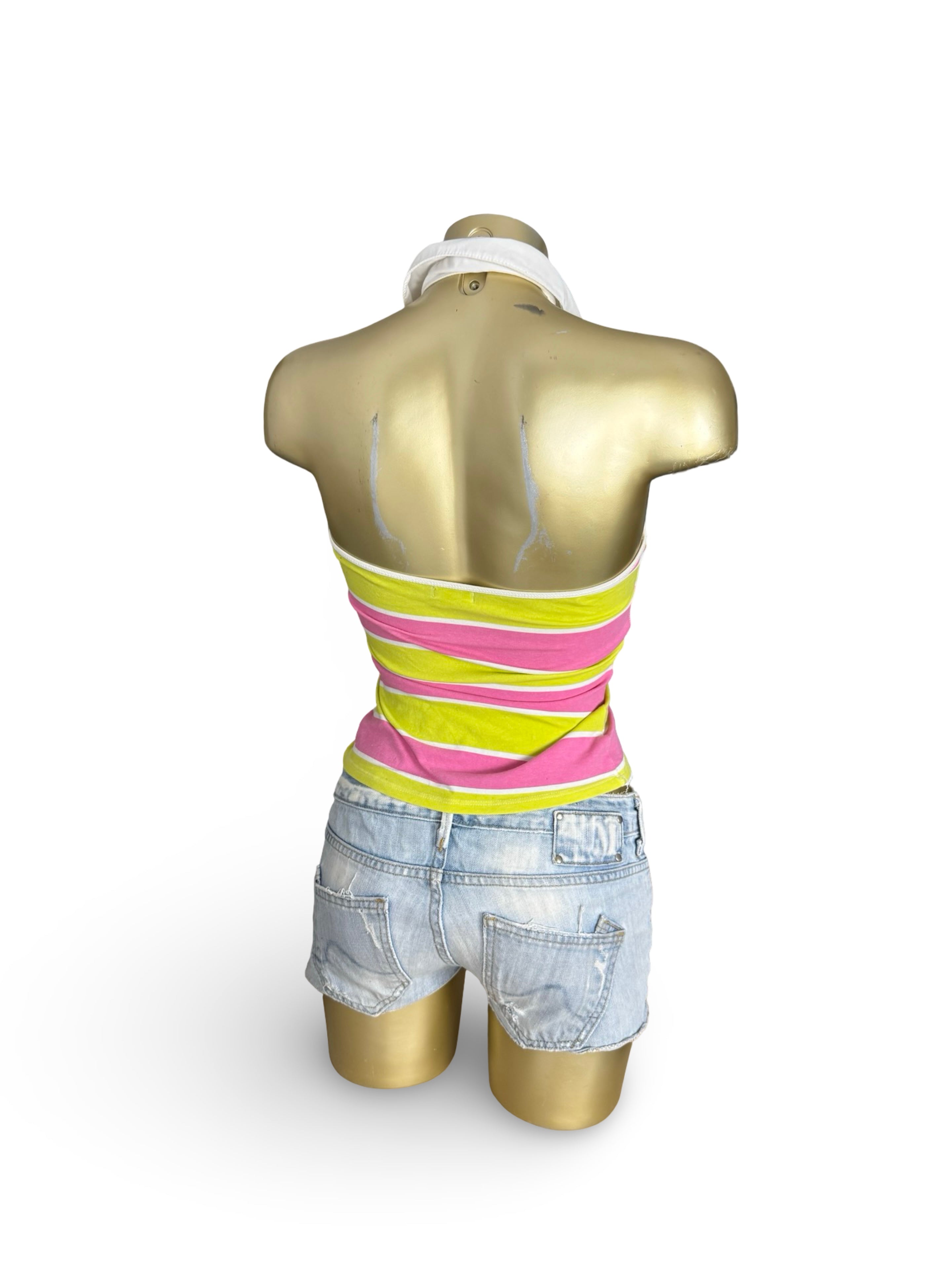 Pink striped halter top (S)