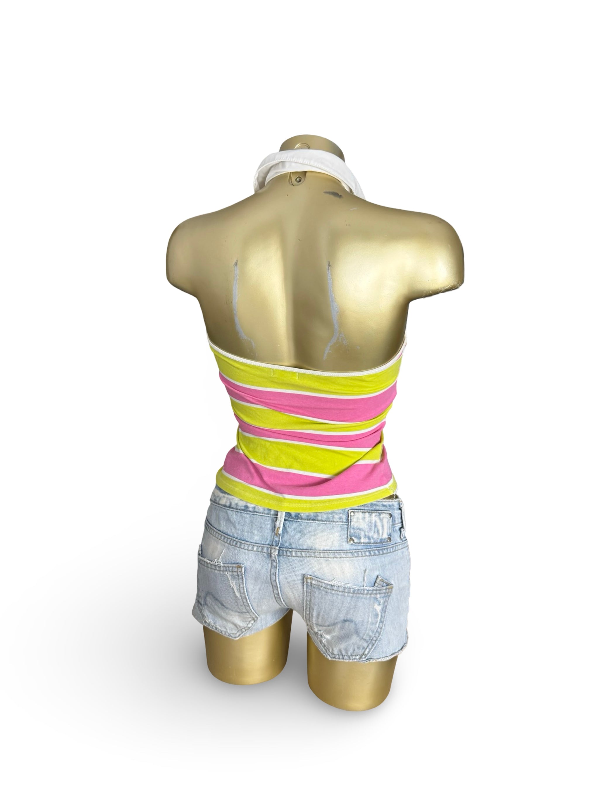 Pink striped halter top (S)