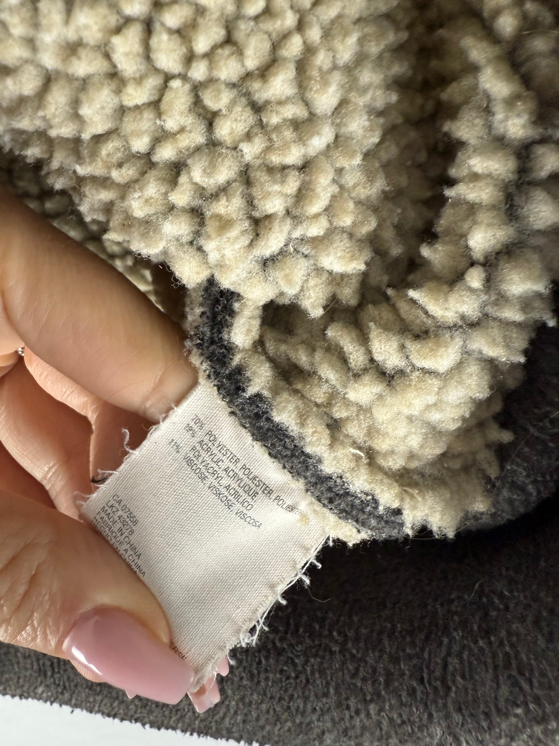 Grey zip up inside fleece biker jacket (S)