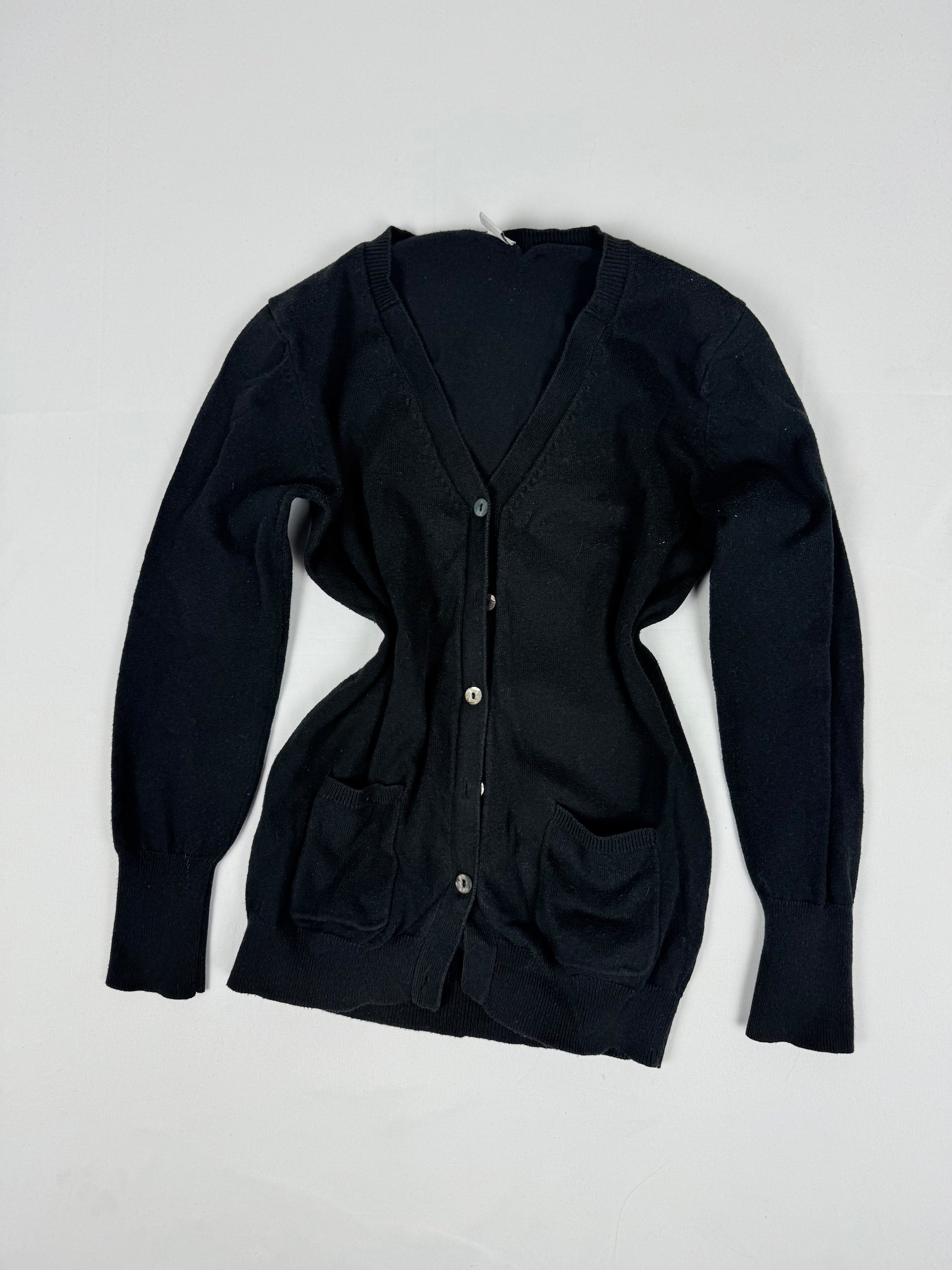 Black tight fit cotton cardigan jumper (XS)