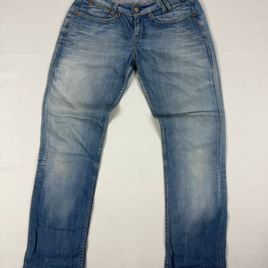 Blue denim low rise straight legs pants (S)