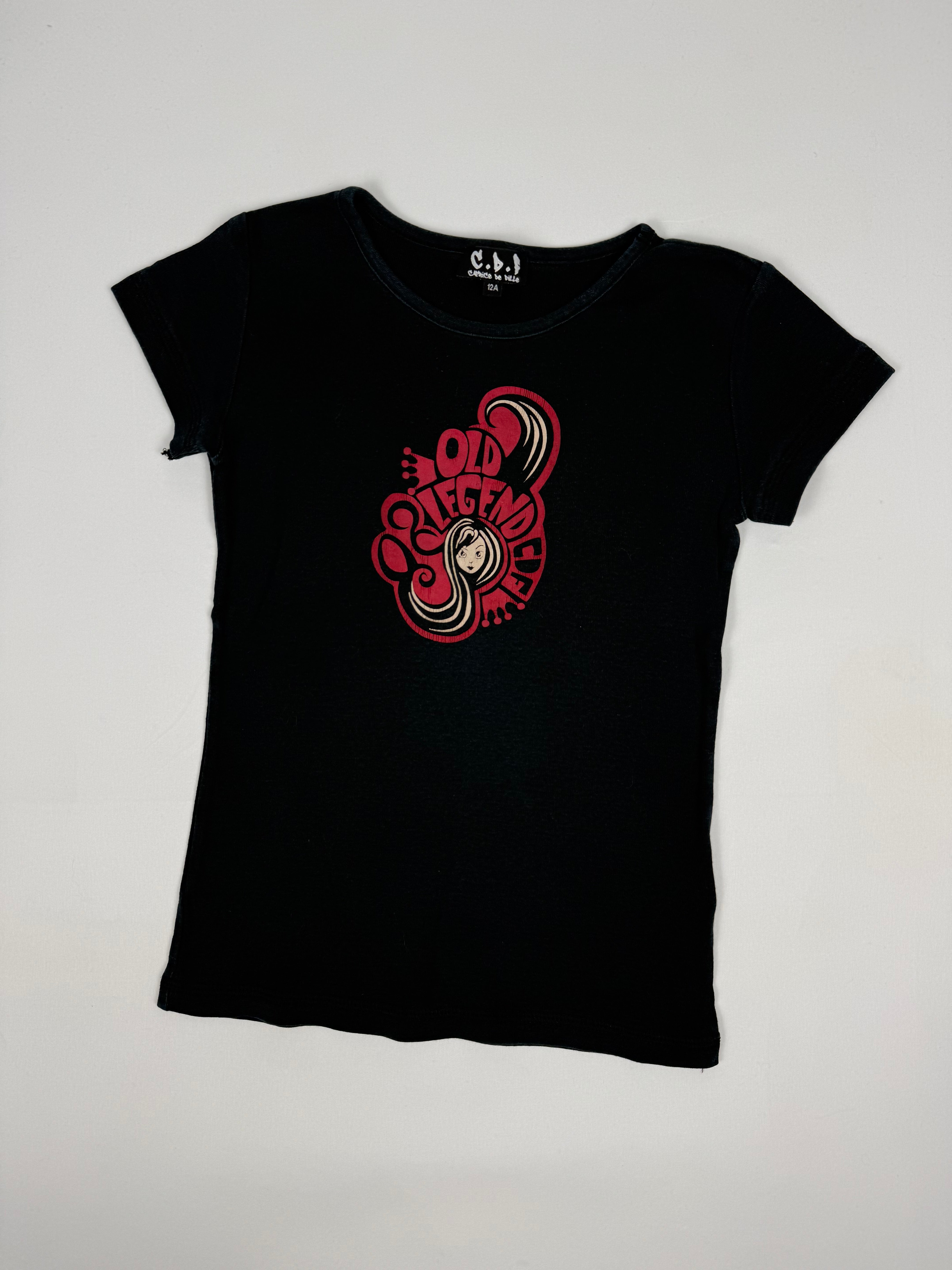 Black graphic cotton tee (XS)
