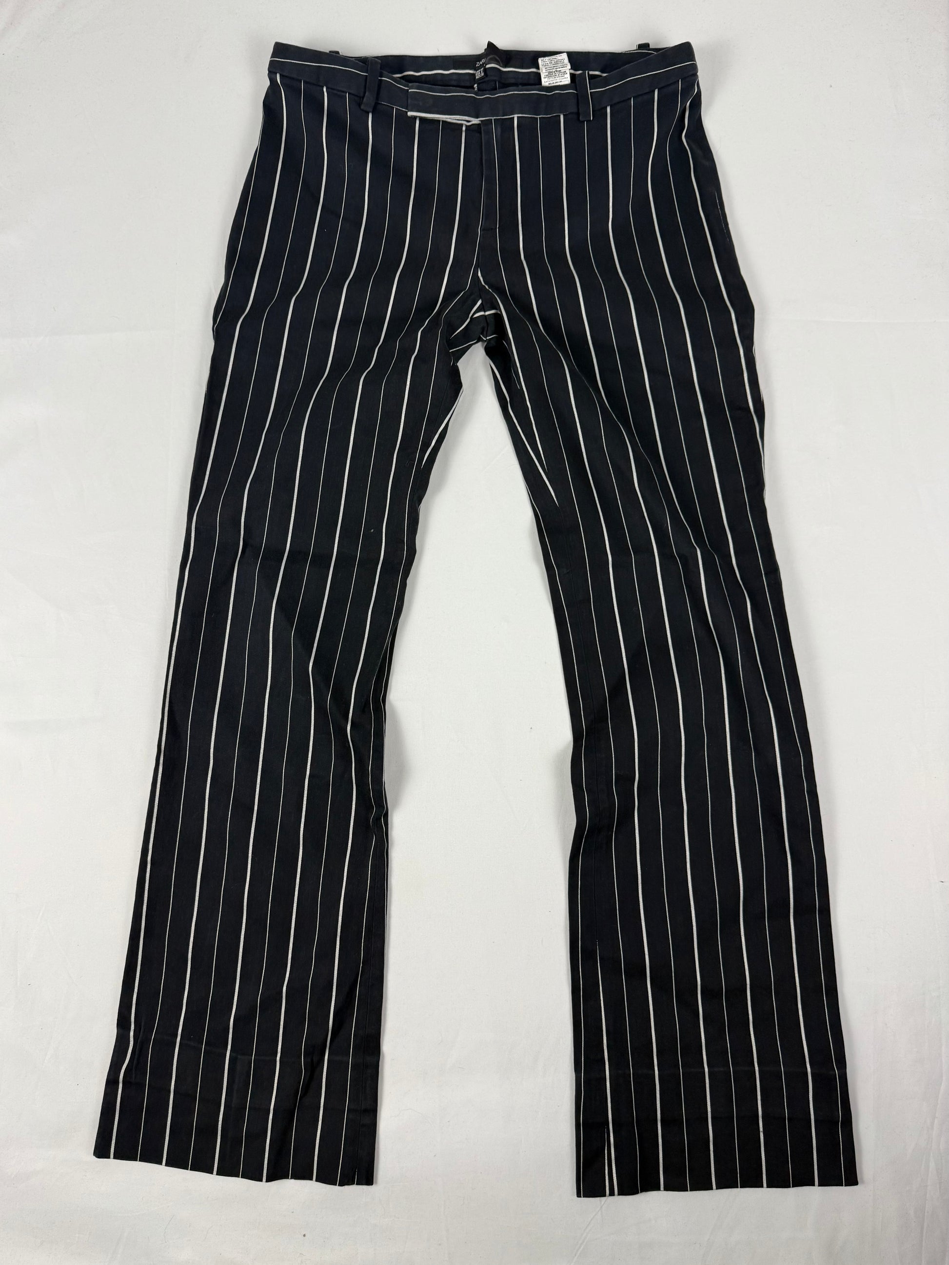 Black striped low rise office flared pants (S/M)