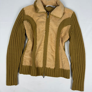 Beige bi fabric zip up biker jacket (M/L)