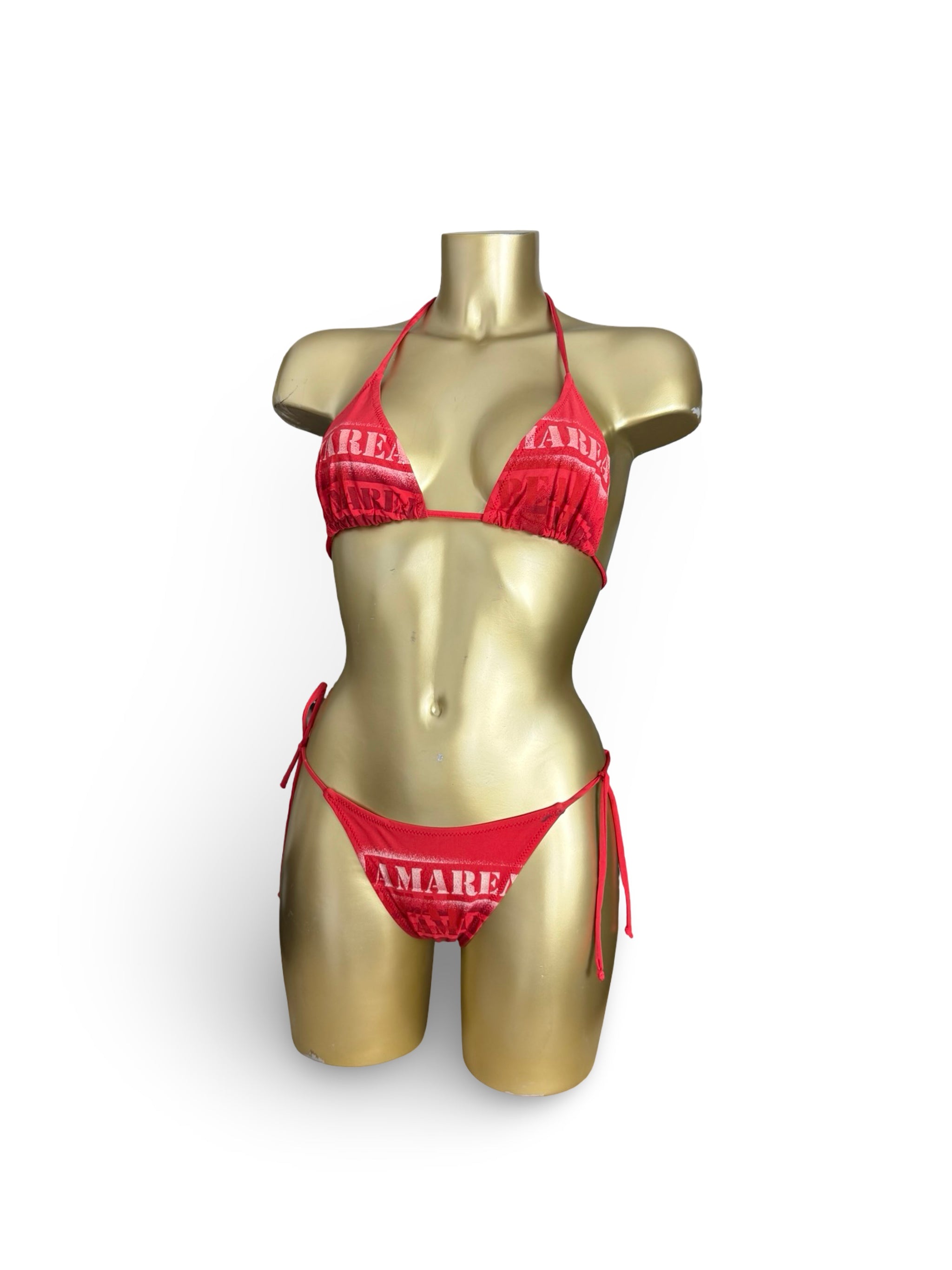Red graphic low rise bikini set (L)