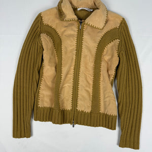 Beige bi fabric zip up biker jacket (M/L)