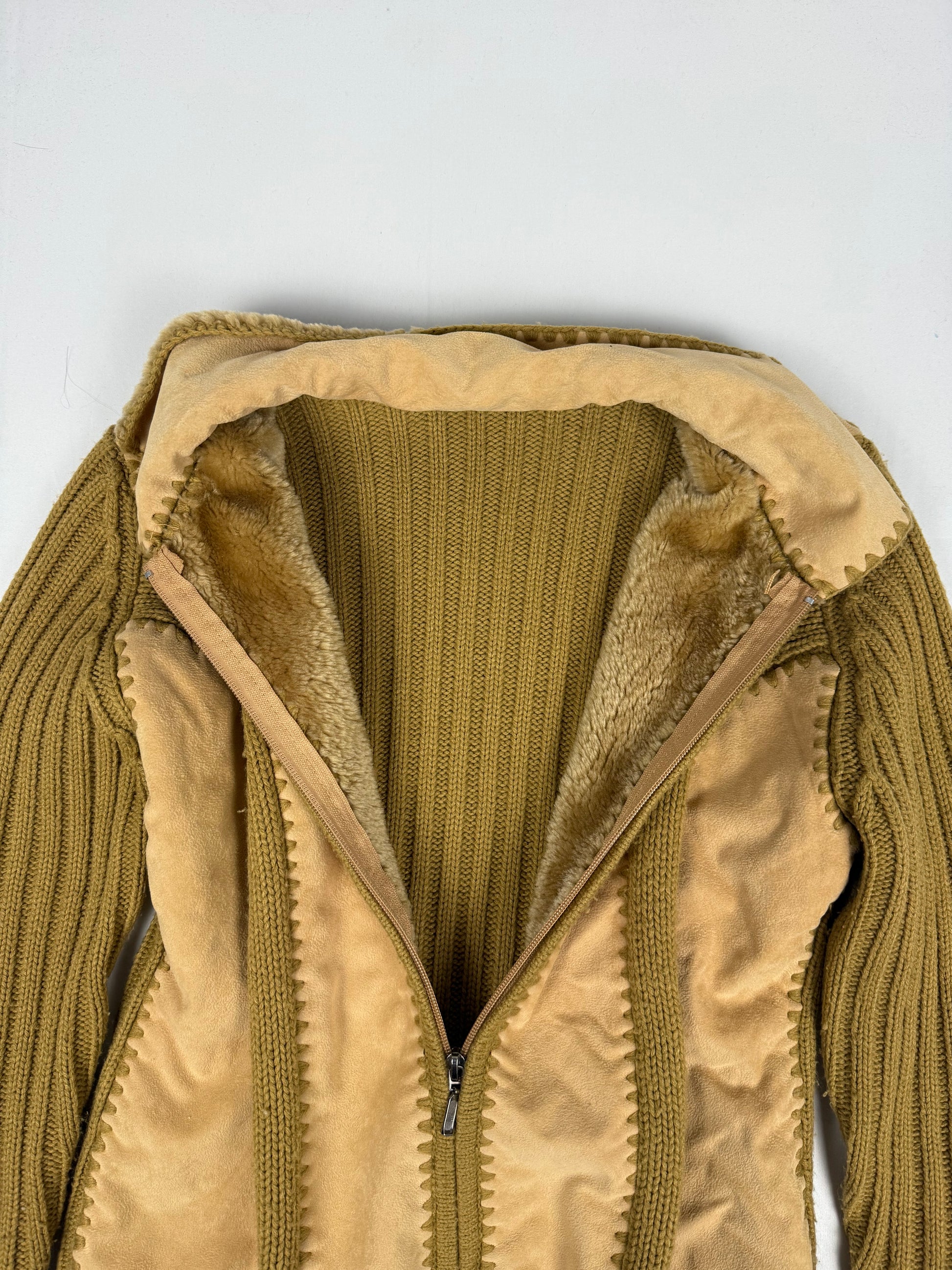 Beige bi fabric zip up biker jacket (M/L)