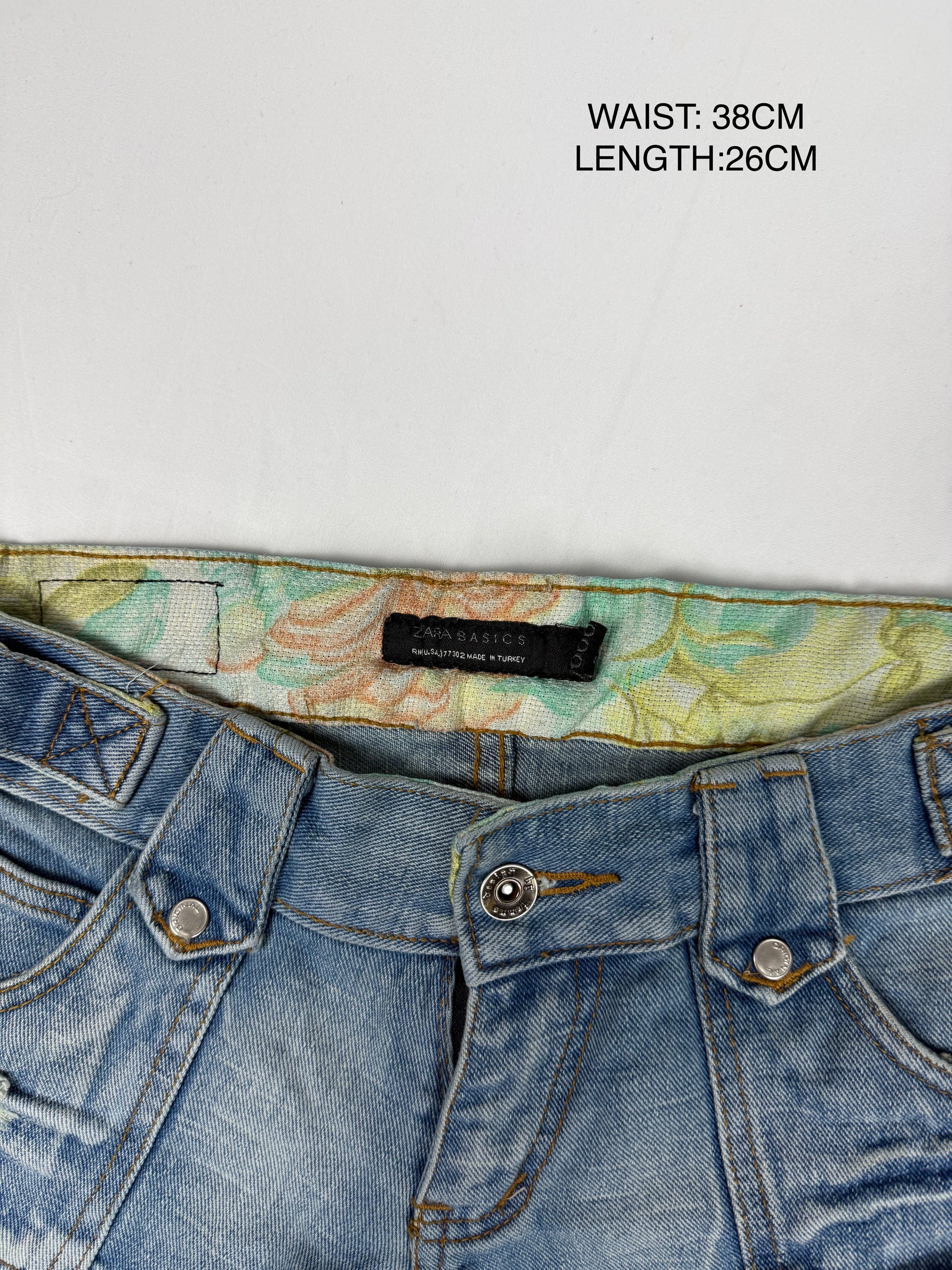 Blue denim low rise mini short (S)