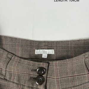 Brown check print office low rise flared pants (M)