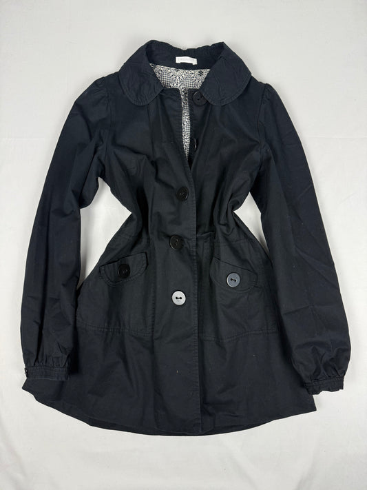 Black cotton trench jacket (M)