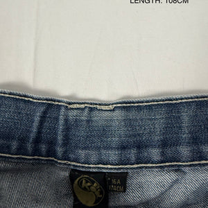 Blue denim low rise baggy pants (M)