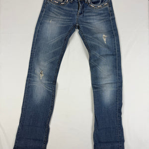 Blue low rise straight legs denim pants (S)