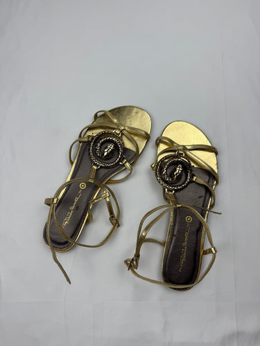Gold real leather snake summer sandals (38)