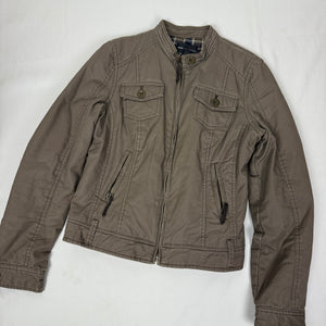 Brown tight fit zip up biker jacket (M/L)
