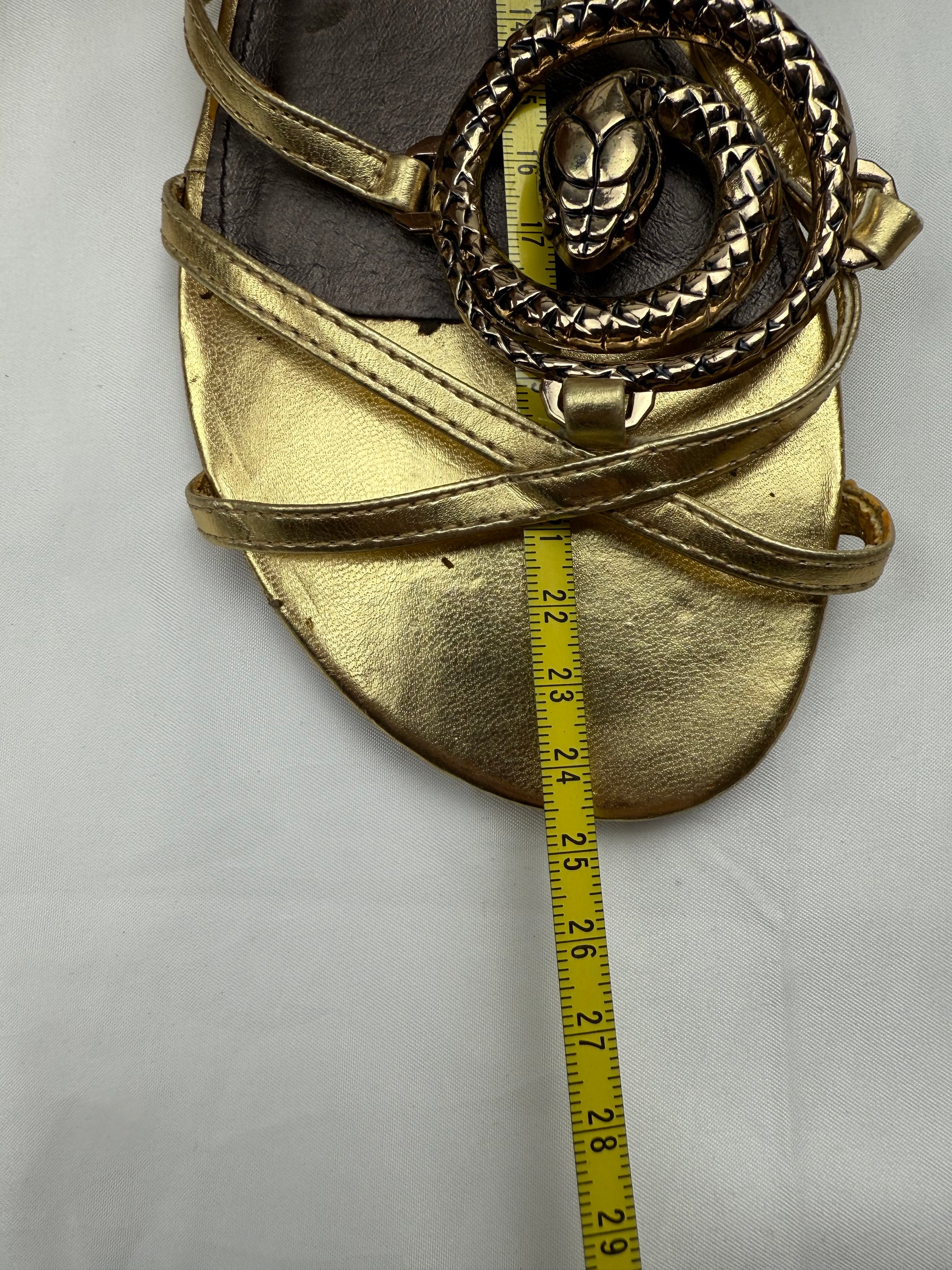 Gold real leather snake summer sandals (38)