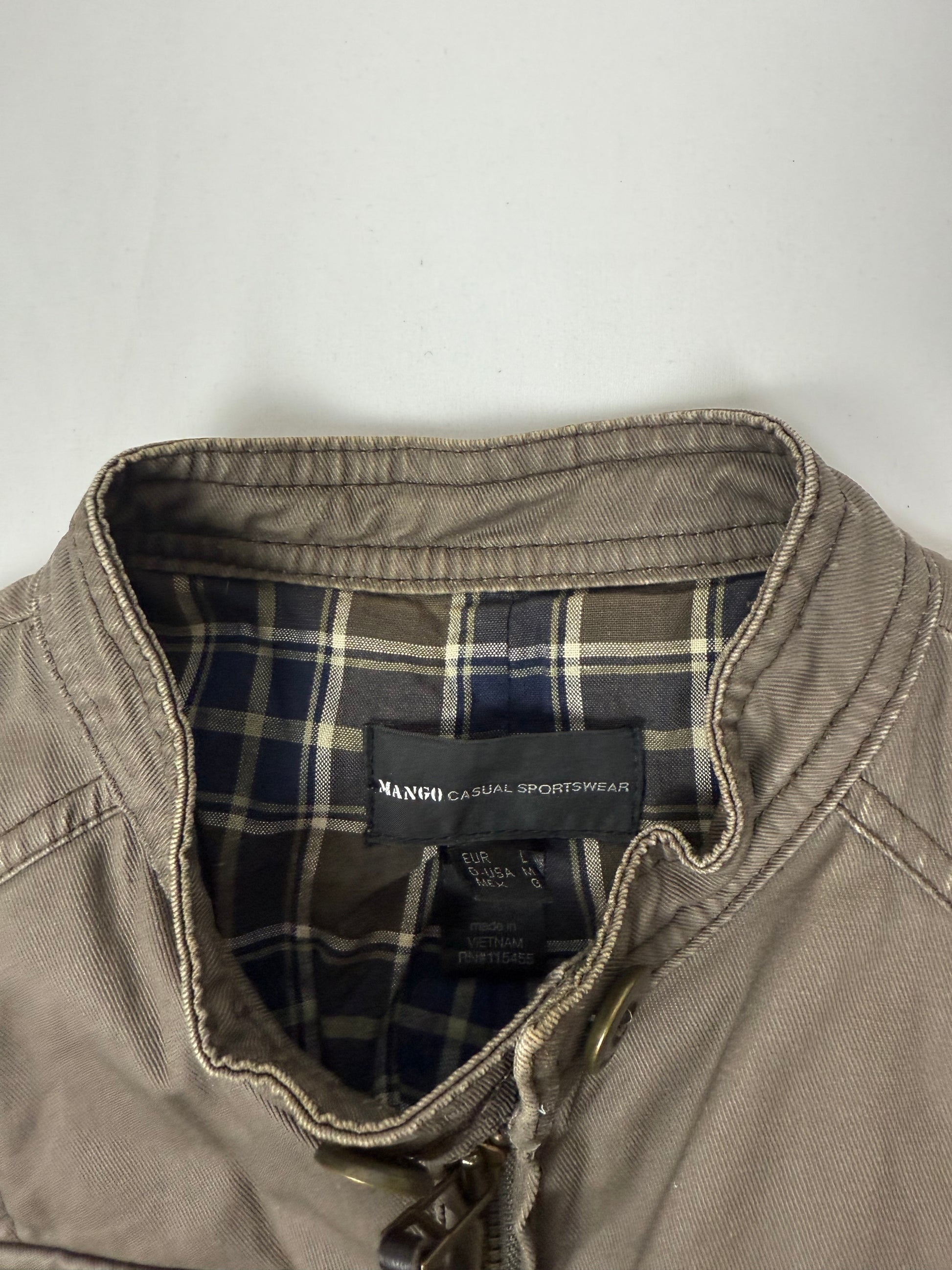 Brown tight fit zip up biker jacket (M/L)