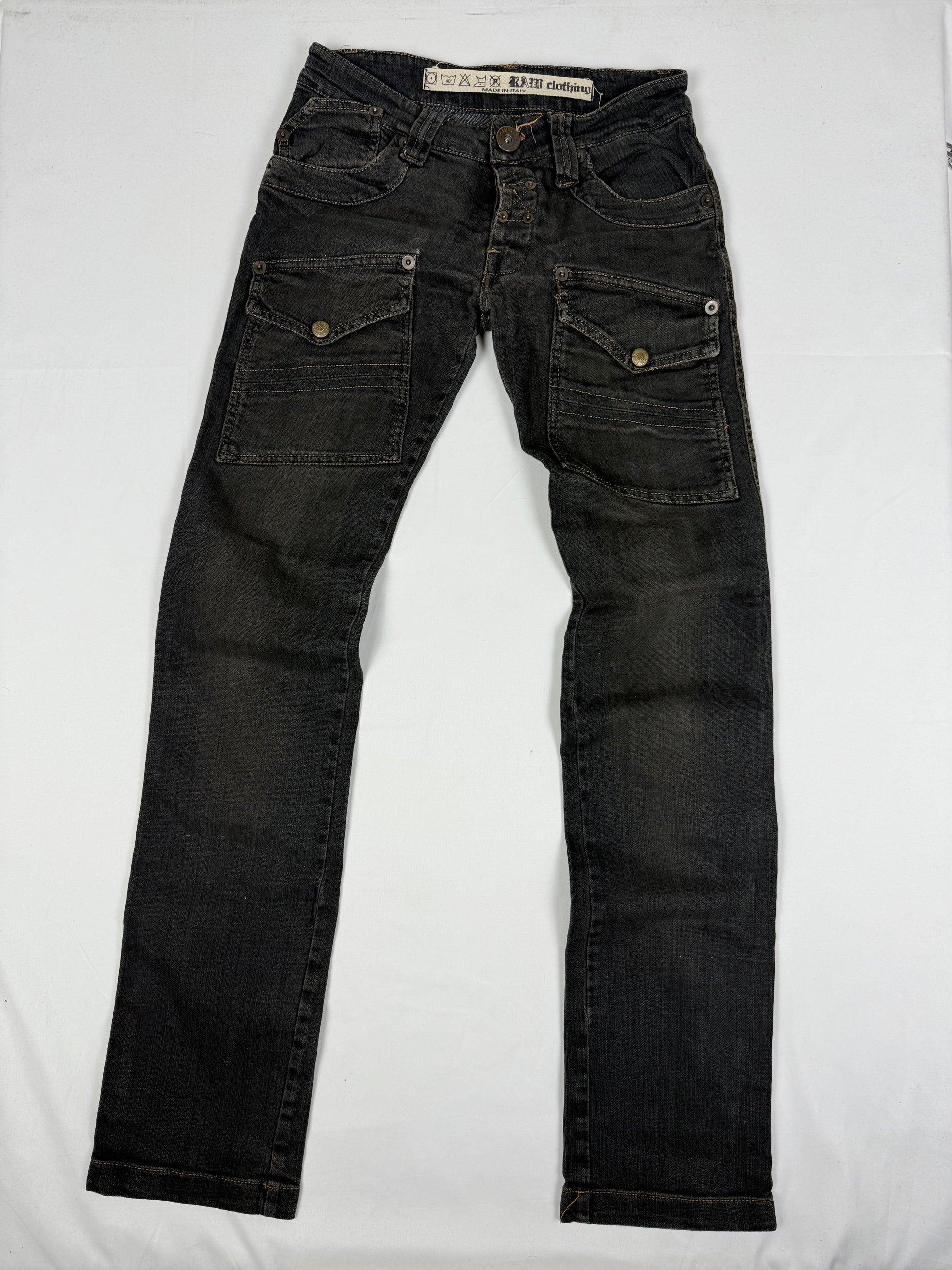 Black denim low rise straight legs pants (XS)