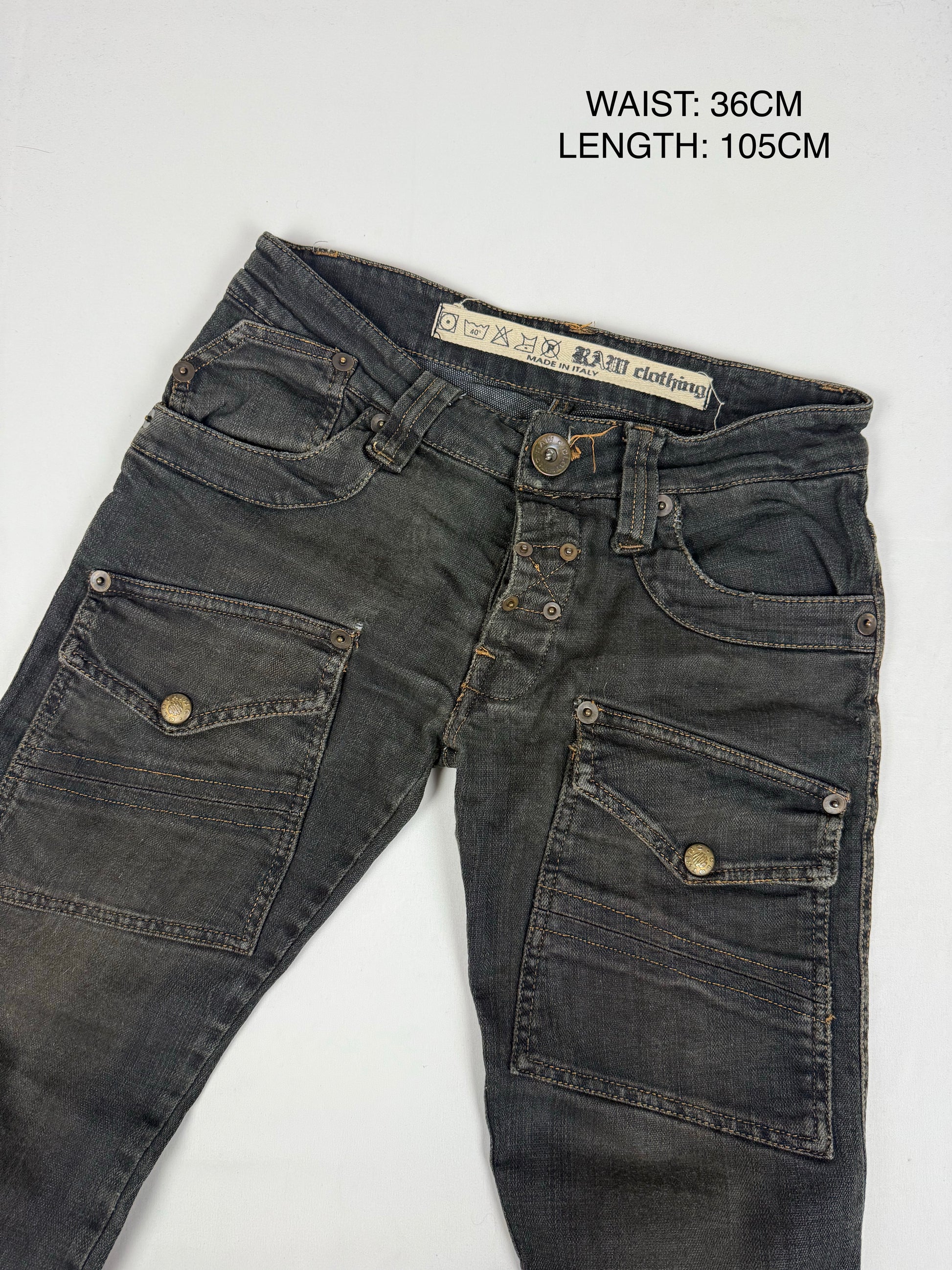 Black denim low rise straight legs pants (XS)