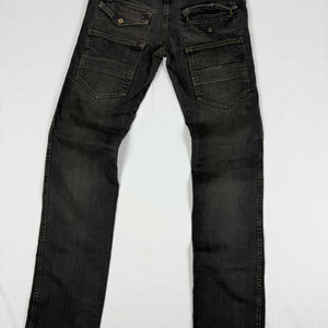 Black denim low rise straight legs pants (XS)