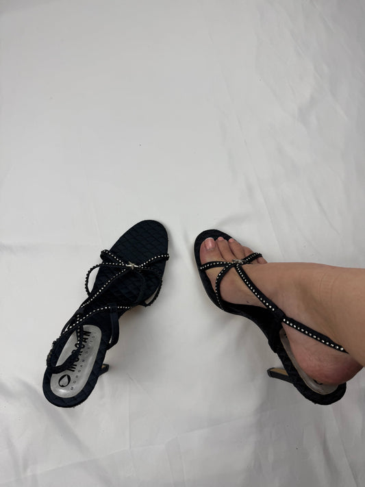 Black seashell strass heels mules (39)