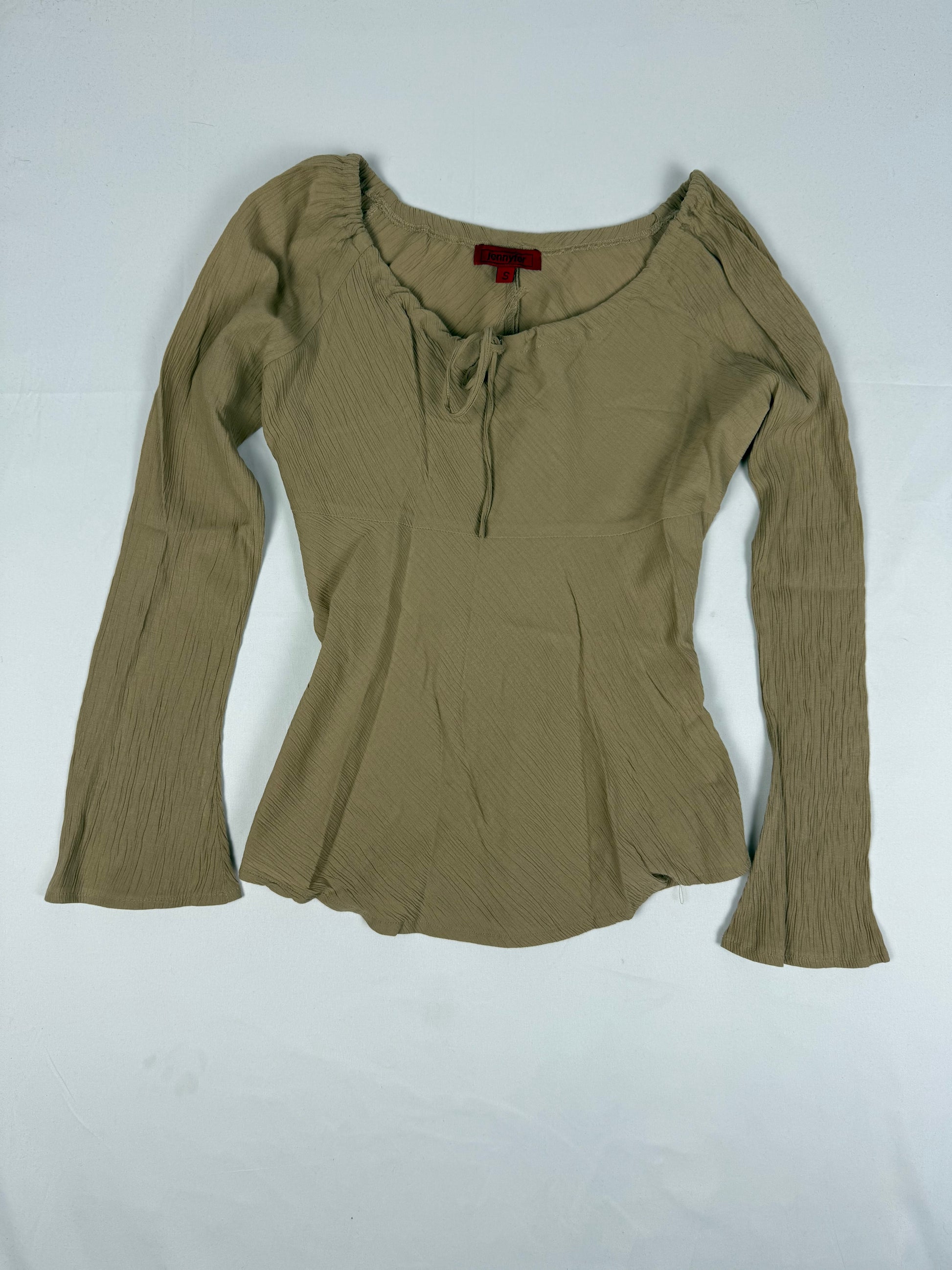 Beige flared long sleeves top (S)