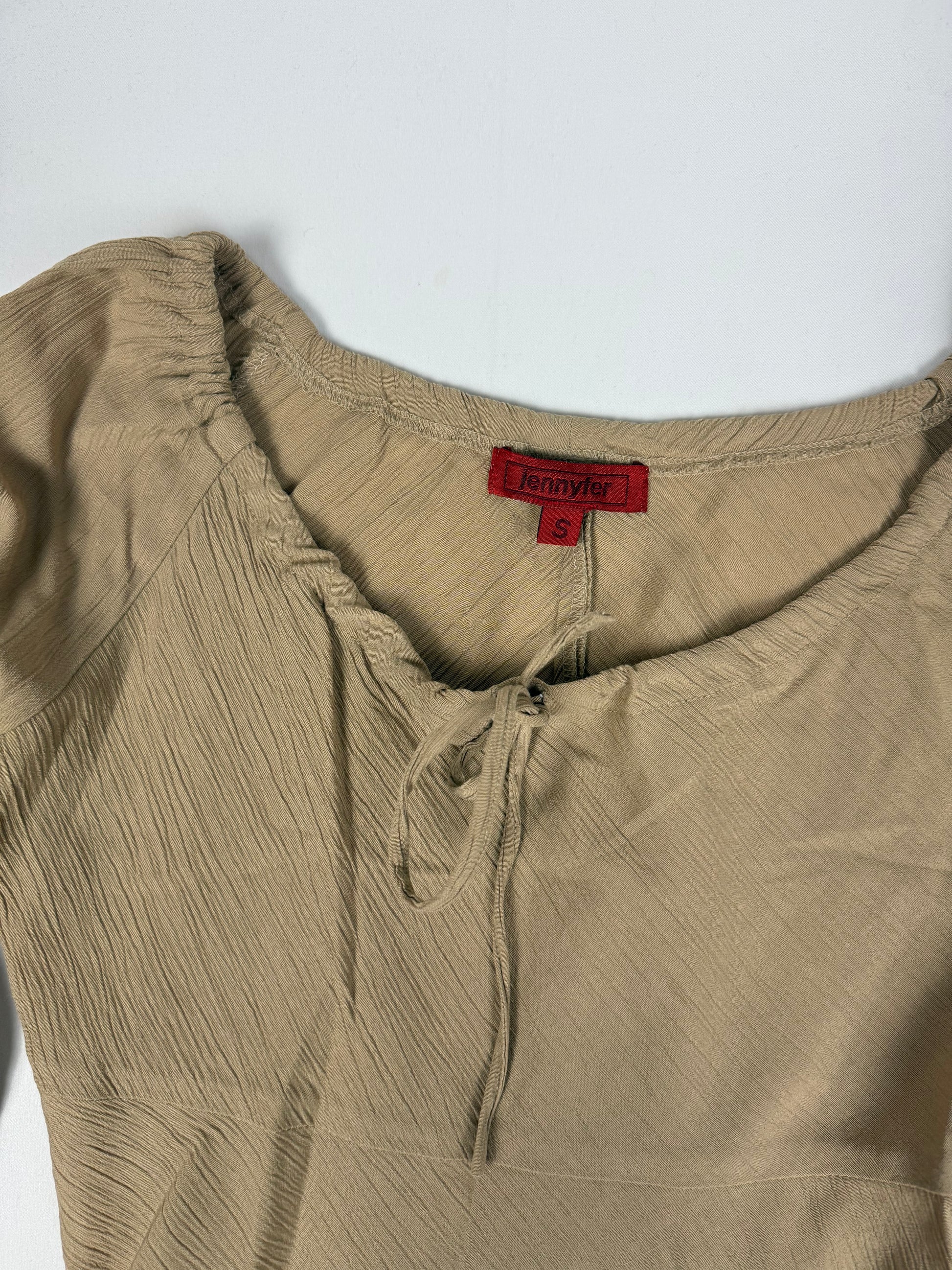 Beige flared long sleeves top (S)