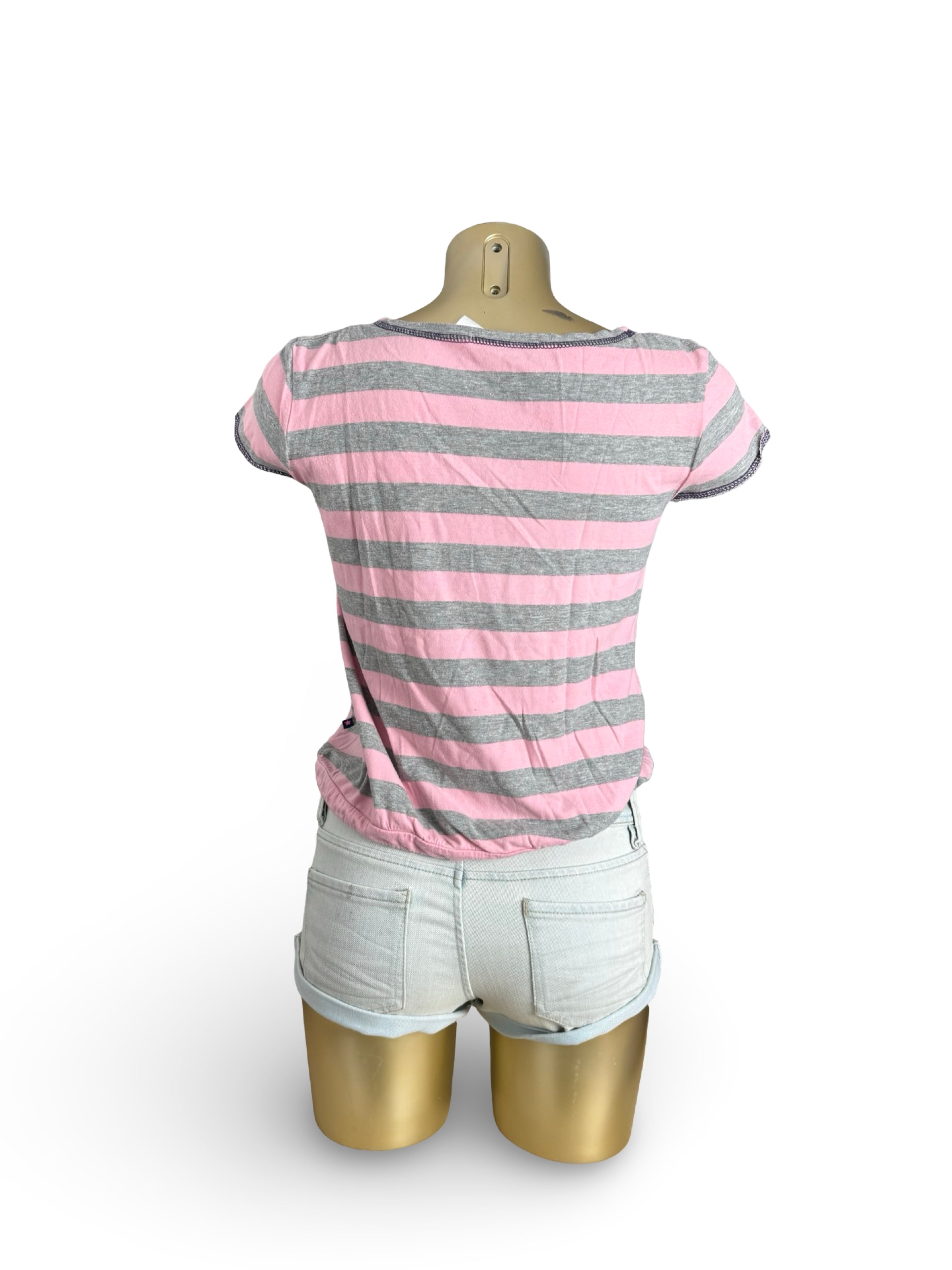 Baby pink striped cotton tee (S)
