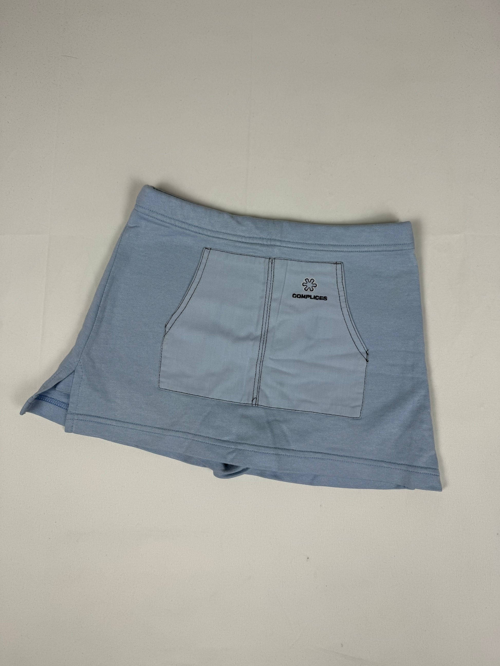 Baby blue cotton low rise mini skirt (XS)