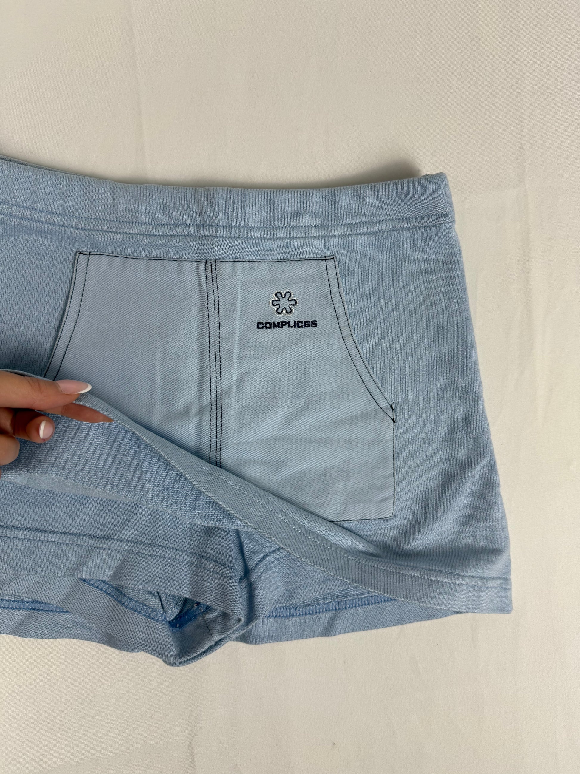 Baby blue cotton low rise mini skirt (XS)