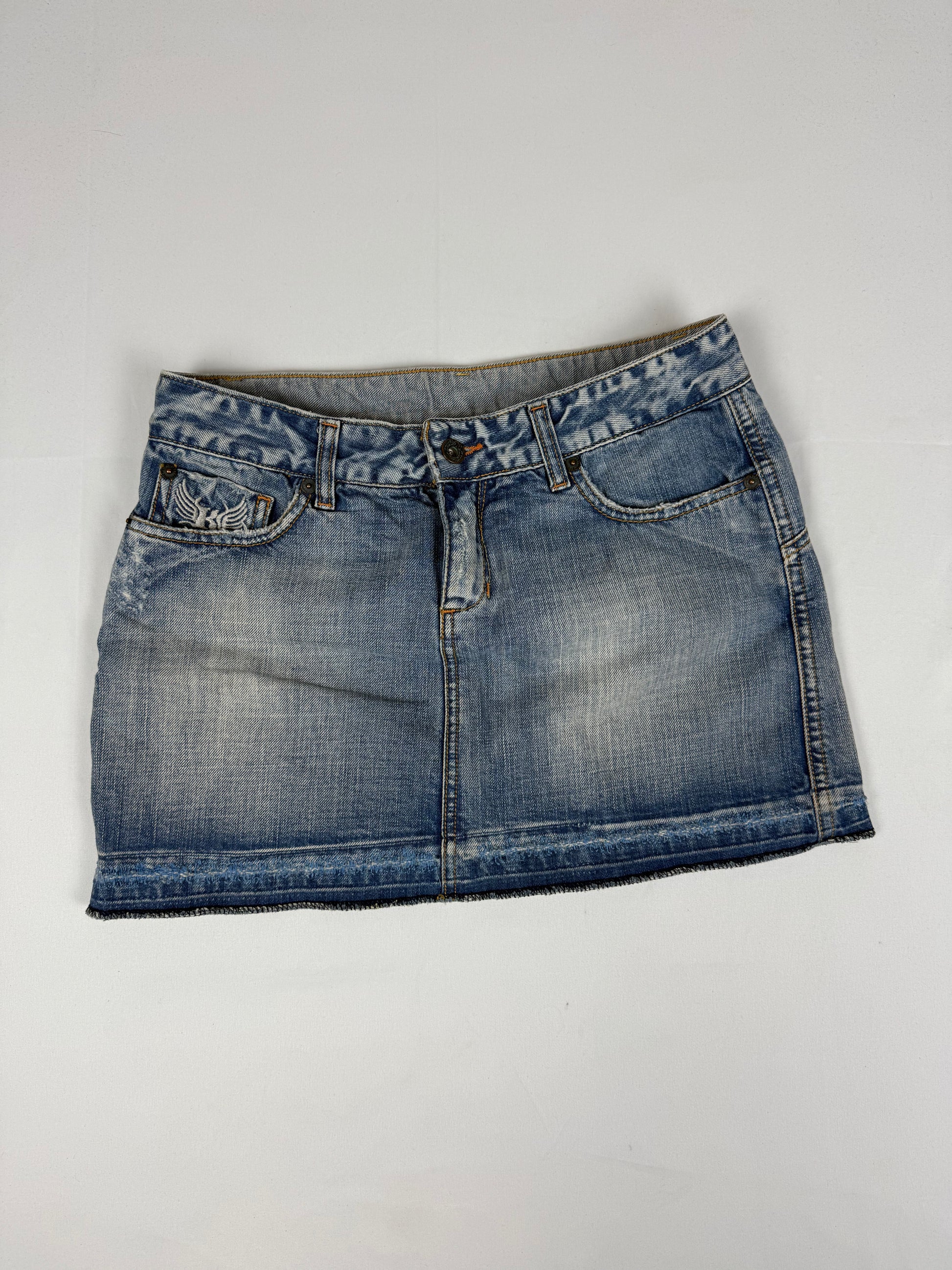 Blue denim mini skirt (S)