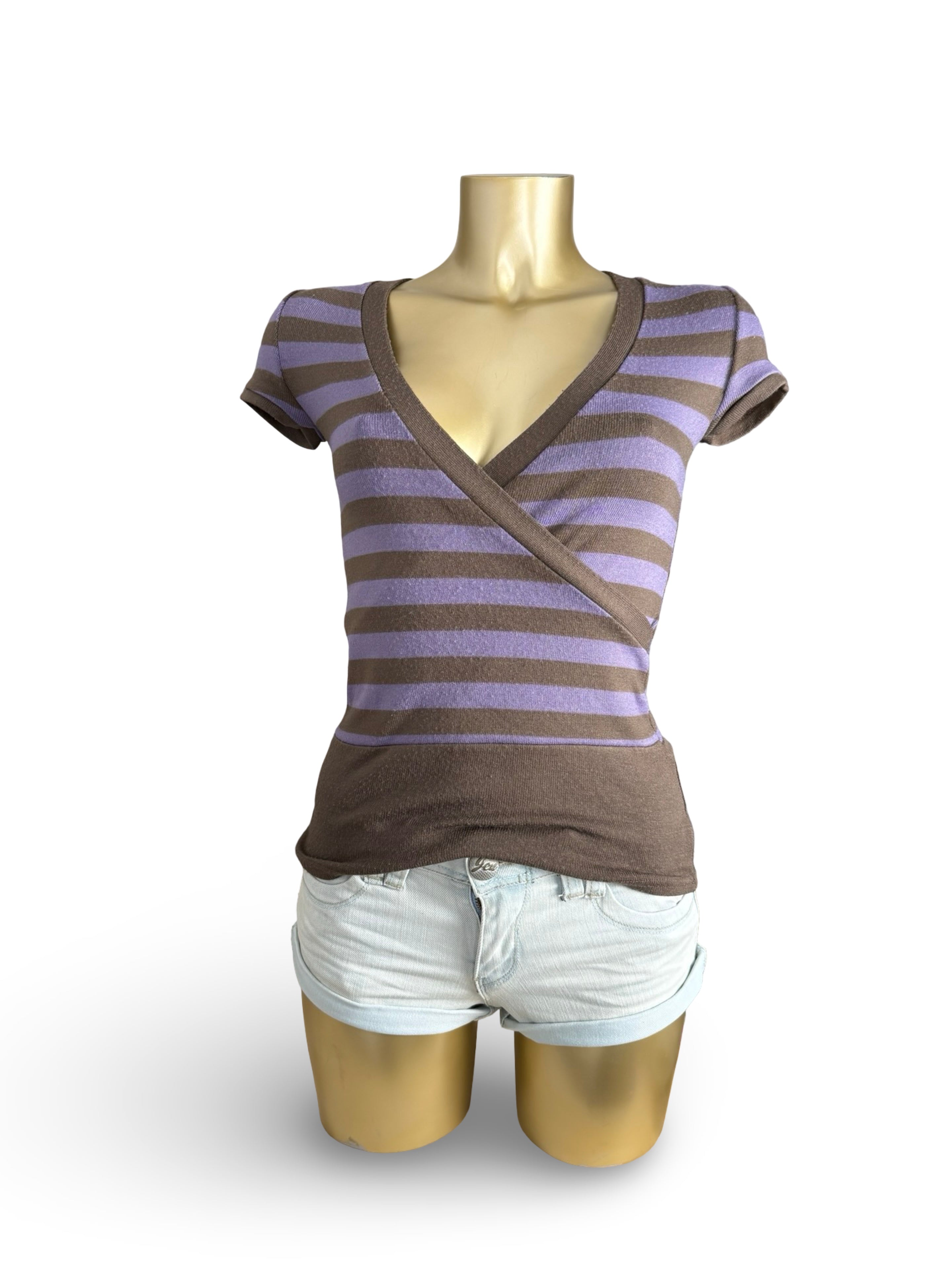 Purple striped knitted tee (S)