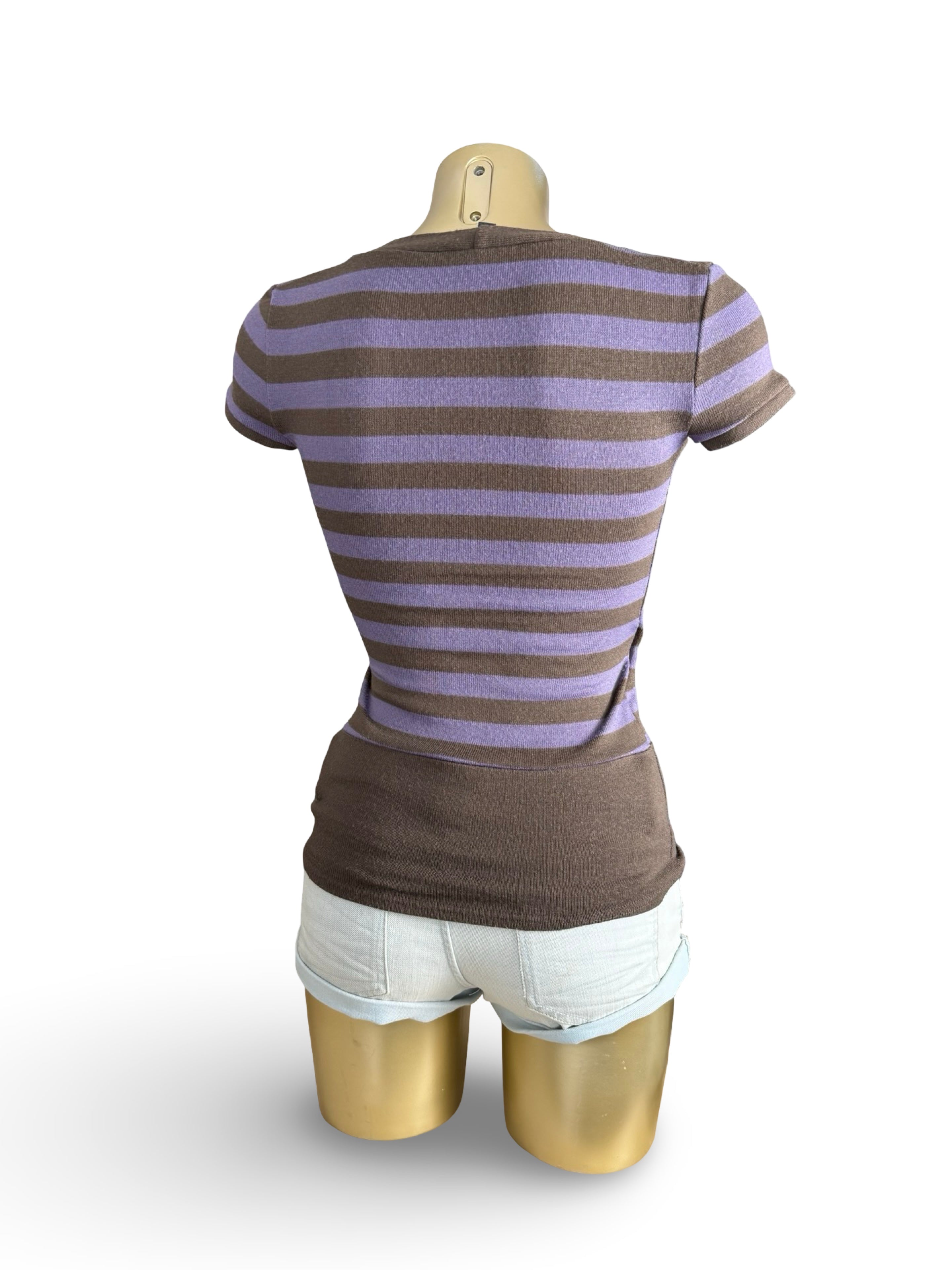 Purple striped knitted tee (S)