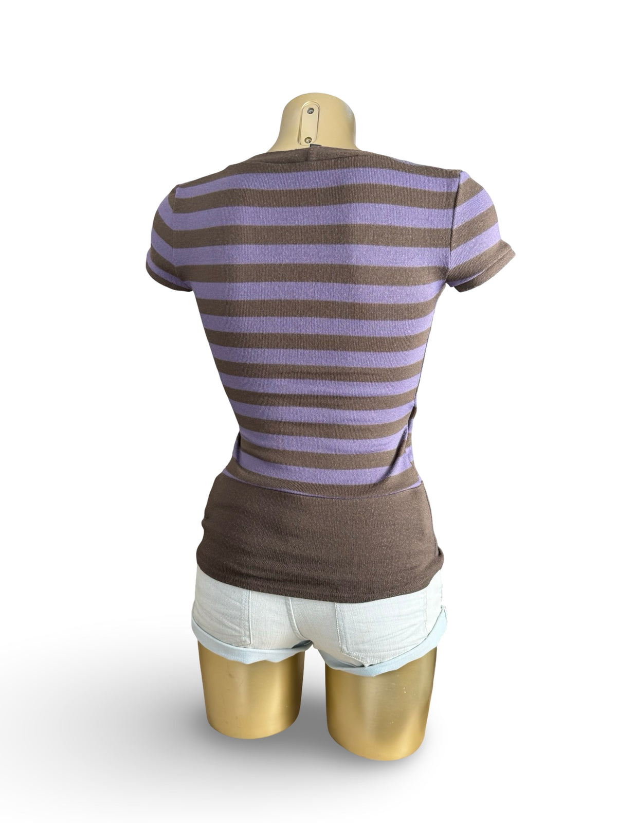 Purple striped knitted tee (S)