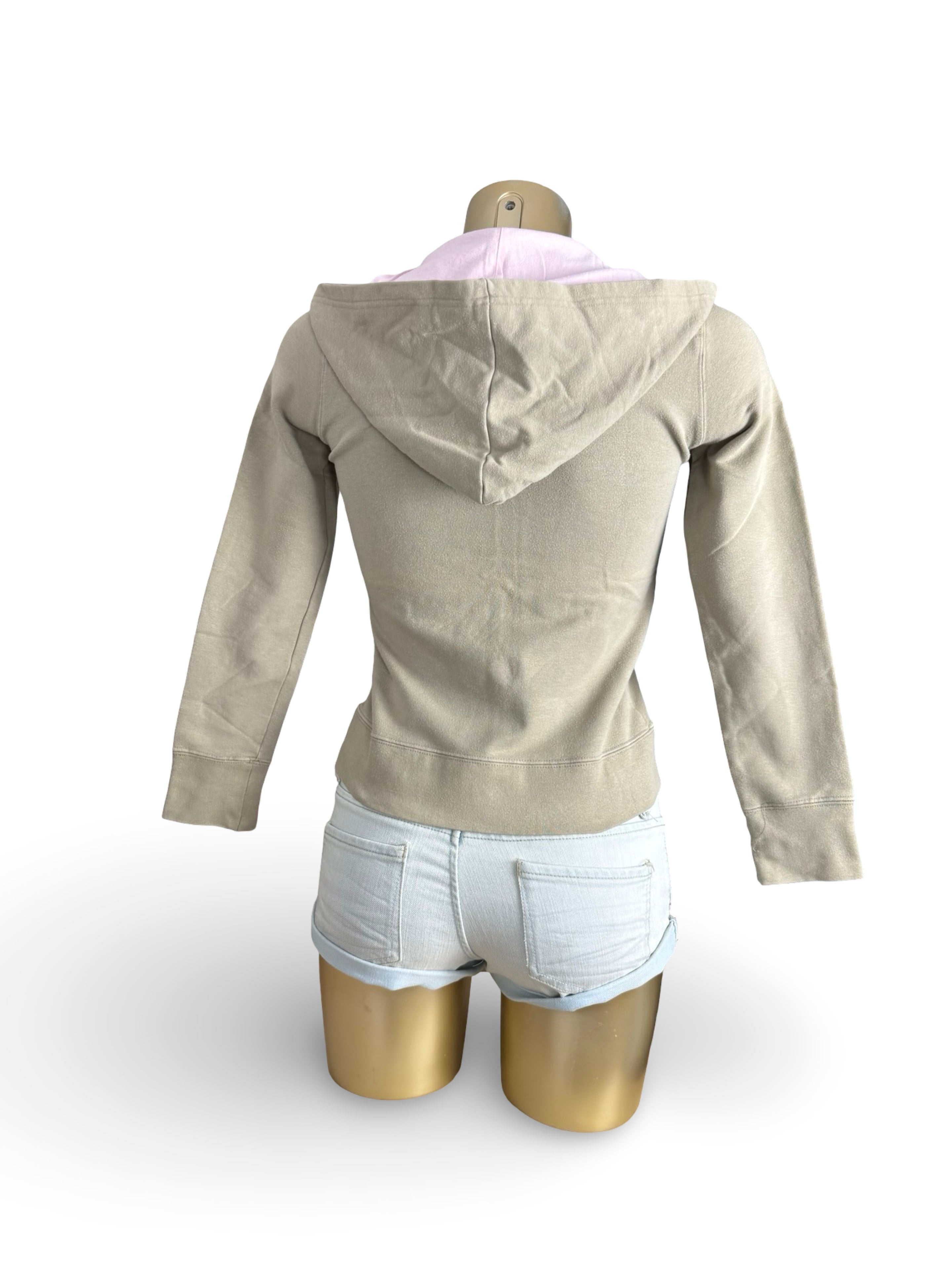 Khaki cotton zip up hoodie (S)
