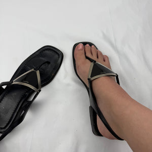 Black buckle summer sandals shoes (36)