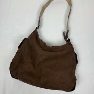 Brown suede besace shoulder bag