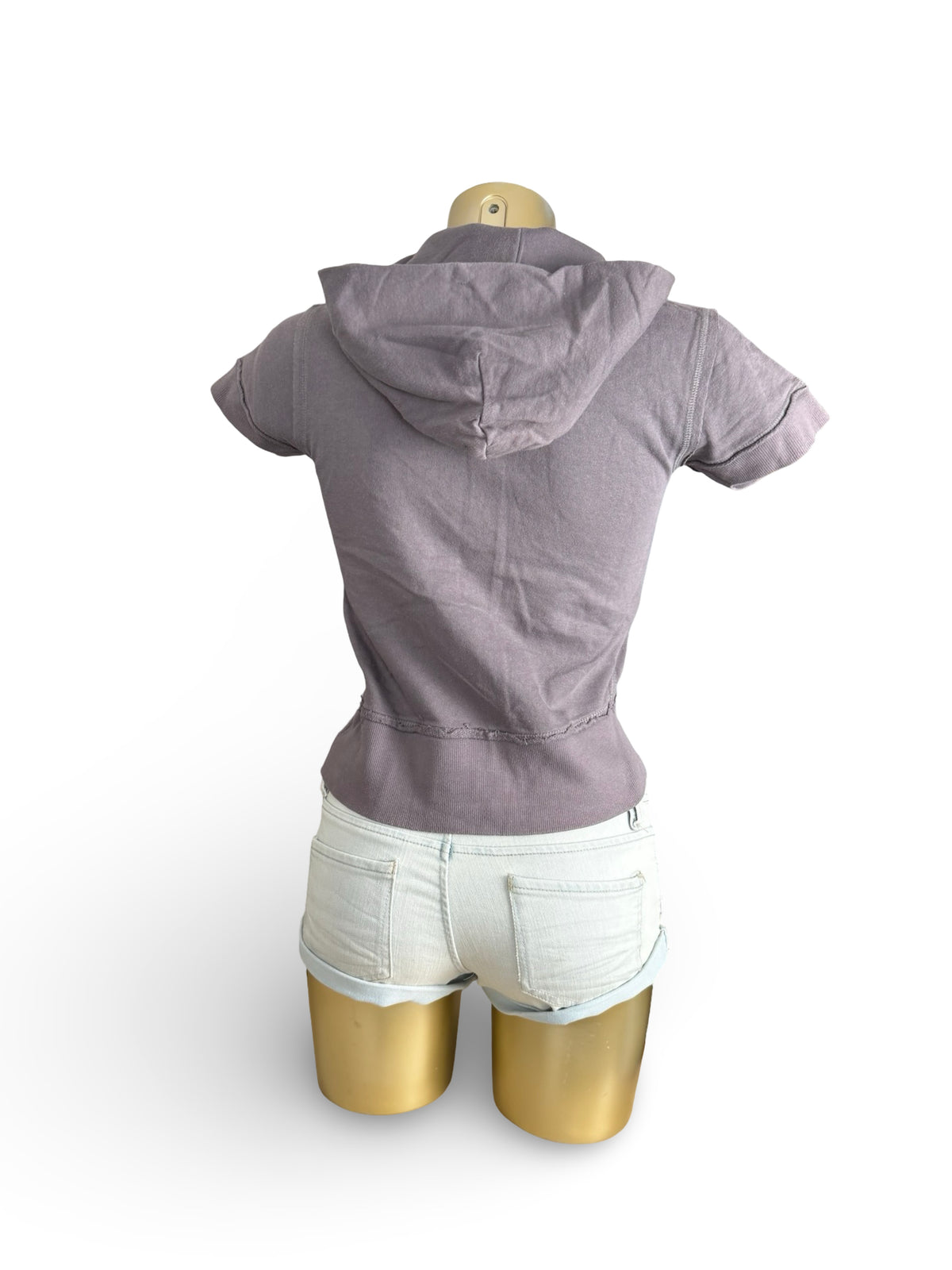 Grey cotton zip up hooded tee (S)